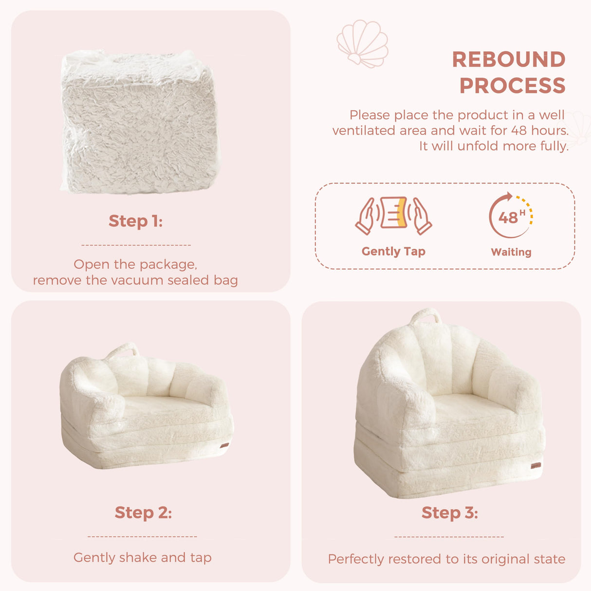 MAXYOYO Folding Sofa Bed, 2 in 1 Convertible Sofa to Lounger Comfy Single Bean Bag Chair for Adults, Floor Sleeper Couch with Handle, Faux Fur Couch Bed for Living Room Bedroom, Beige MAXYOYO