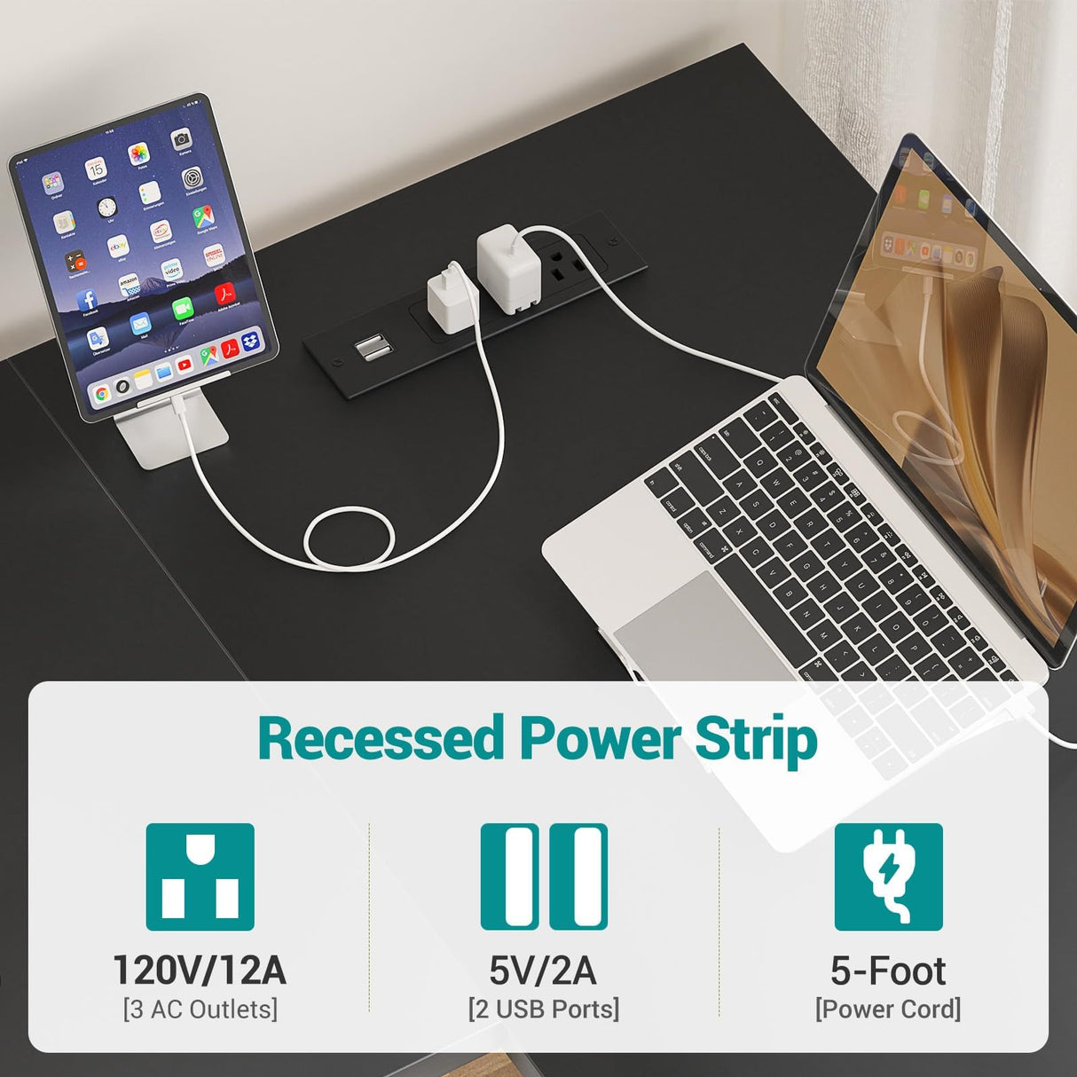 Hyomdeck Reversible L Shaped Computer Desk with Power Outlets and USB Charging Ports, Sturdy Corner Desk with Storage Shelf, Modern Work Gaming Table for Home Office, Easy to Assemble, Black Hyomdeck