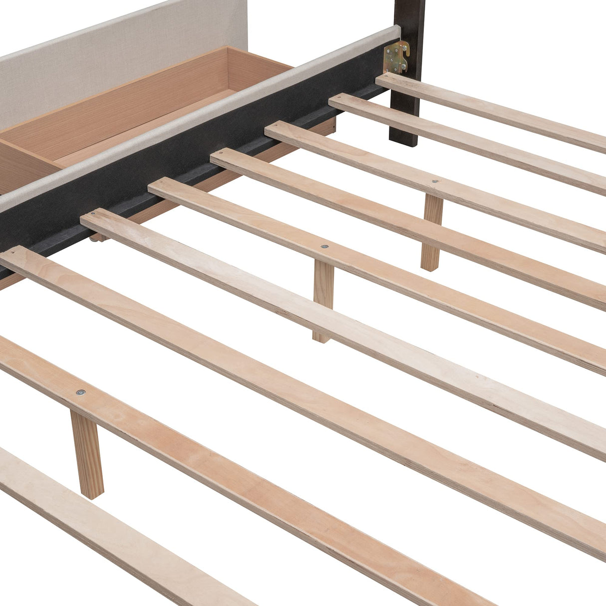 Ball & Cast Queen Bed Frame with 2 Drawers and 1 Twin XL Trundle, Linen Upholstered Platform Bed with Button Tufted Headboard and Wood Slats Support, No Box Spring Needed,Beige Ball & Cast