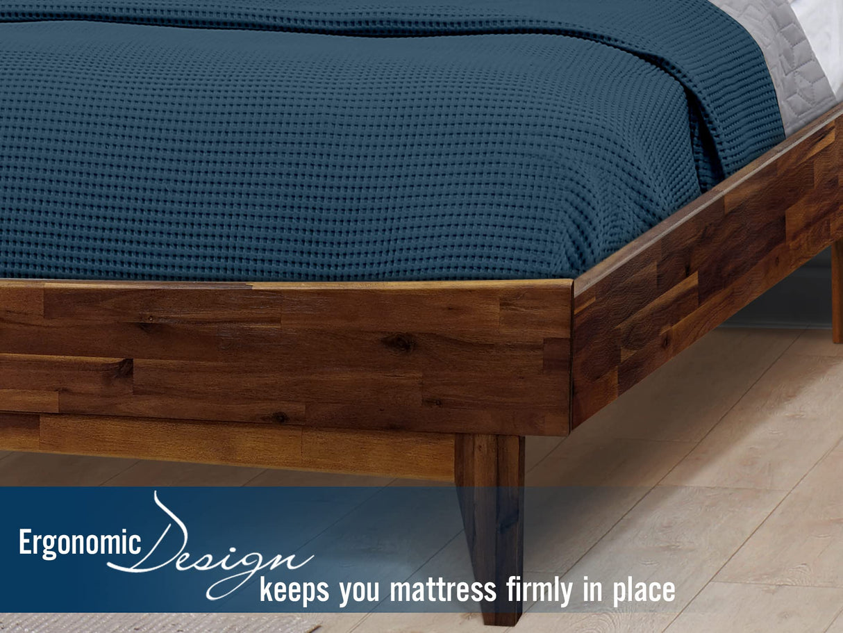 Acacia Aurora King Wooden Bed Frame with Headboard – Durable Solid Wood Platform Bed with Support Slats, 14 Inch Profile, Chocolate Finish A ACACIA FURNITURE