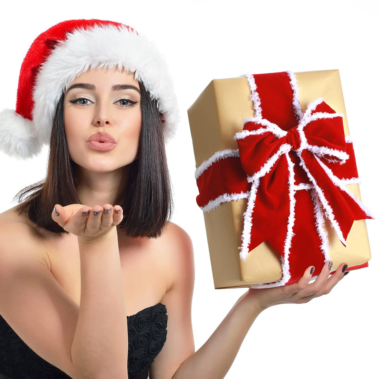 Syhood 2 Rolls Christmas Velvet Decorative Ribbons Rolls Craft DIY Fabric Cloth Wire Edge Ribbons for Craft Christmas Holiday Decoration(2.5 Inch x 6 Yard,Red) Syhood