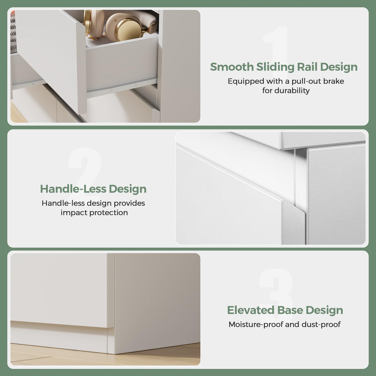 Jocoevol Modern White 7 Drawer Dresser for Bedroom, Simply Chest of Drawers, Wood Storage Dresser with Deep Drawers for Living Room Hallway Entryway, White Jocoevol