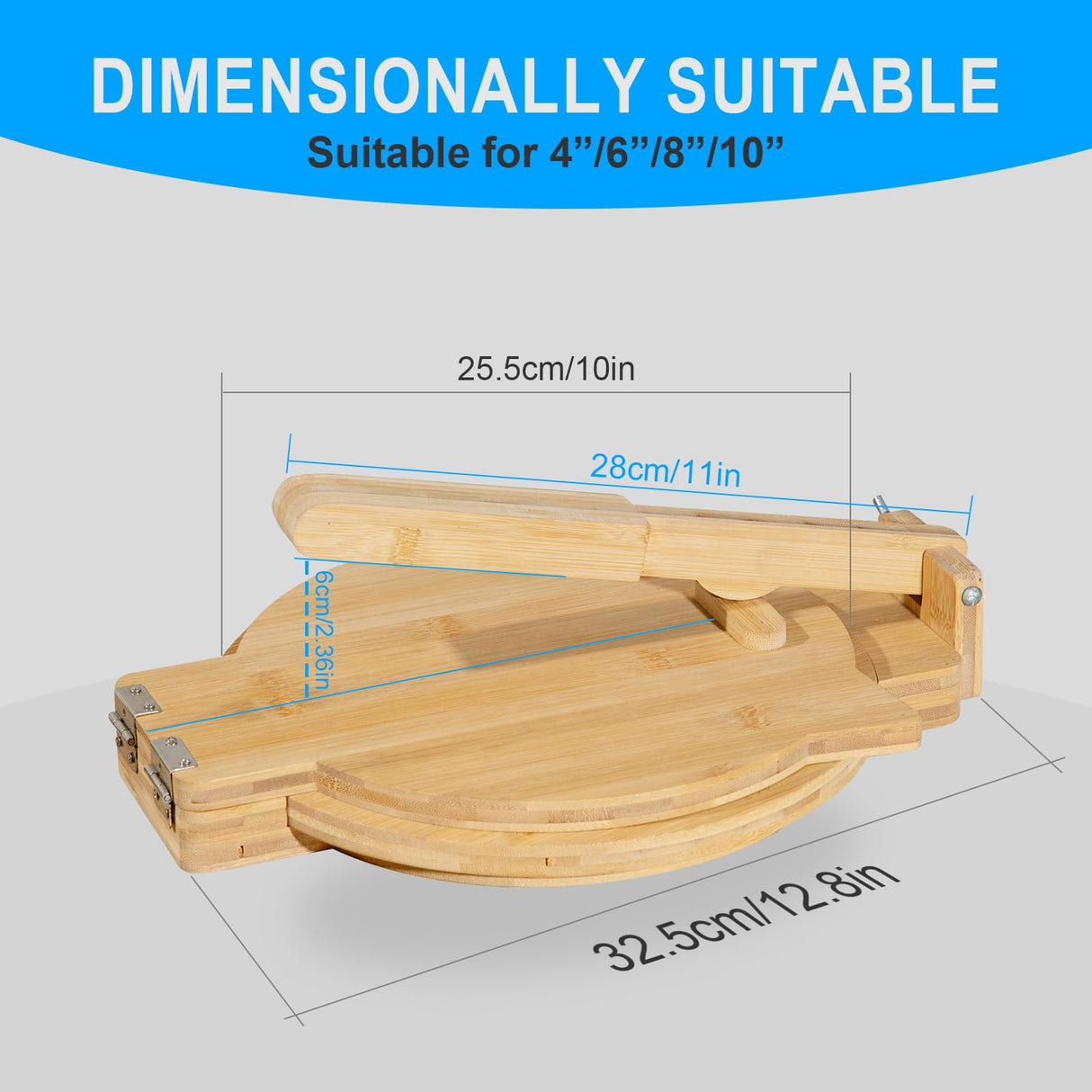 Bamboo Tortilla Press 10 Inch Wooden Tortillas Maker with 100PCS Parchment Paper Large Tortillera Presser for Mexican Taco, Pataconera, Dough Press Cuesonmy