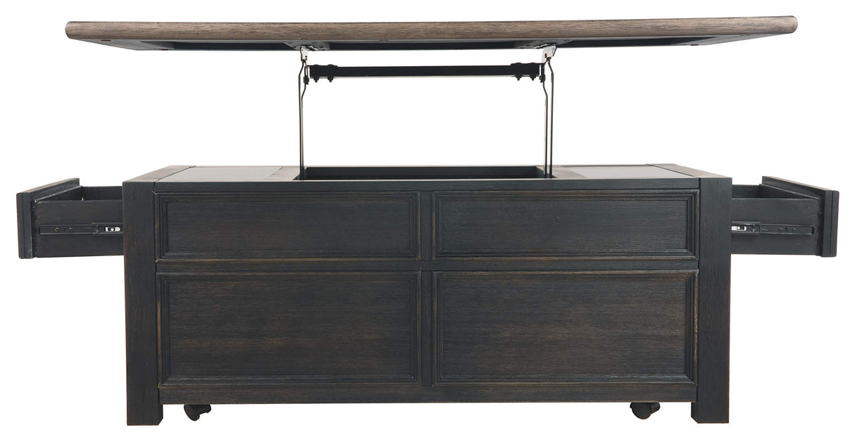 Signature Design by Ashley Tyler Creek Rustic Farmhouse Lift Top Coffee Table with Drawers, Brown & Black Signature Design by Ashley
