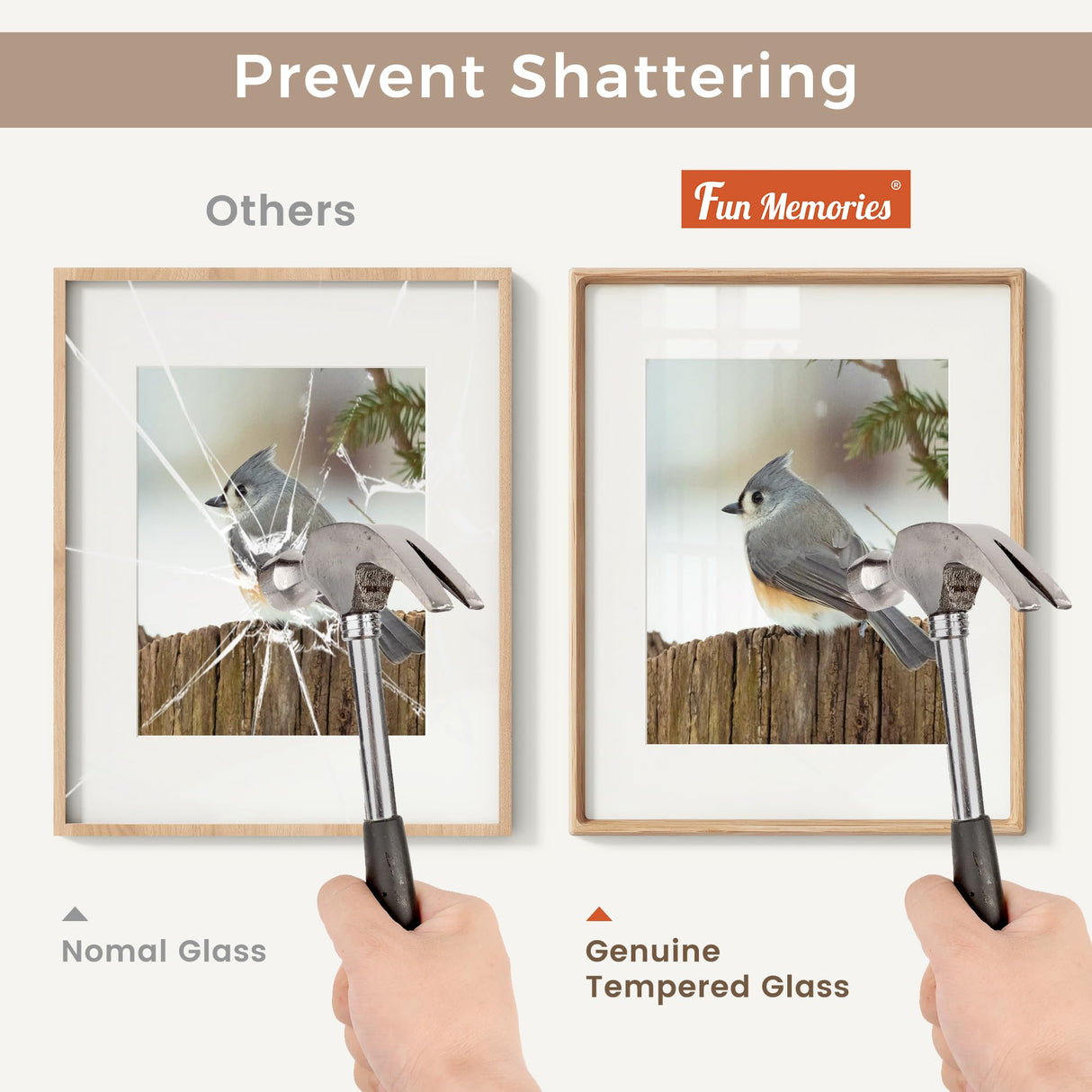 11x14 Picture Frame, USA-Sourced Oak Wood Photo Frame with HD Tempered Glass, Handcrafted Rounded Corner 11 x 14 Wooden Frame Matted to 8x10 Photos, 11x14 frame, Horizontal or Vertical Wall Display Fun Memories