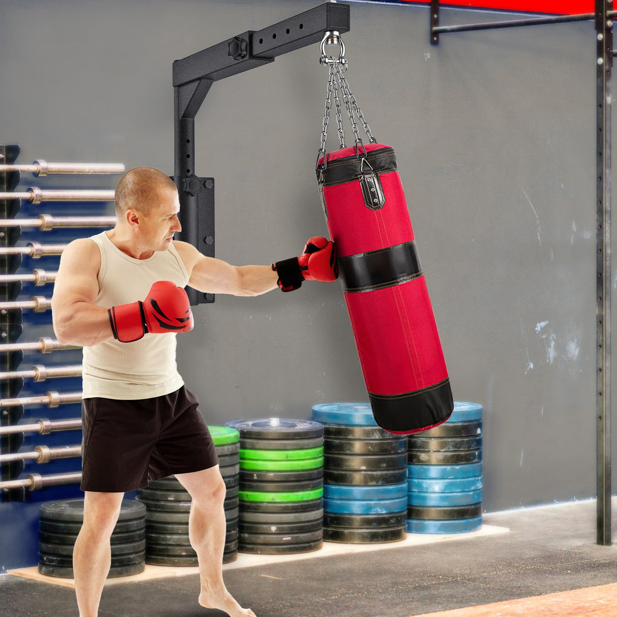 Dolibest Wall Mount Heavy Bag Hanger, Heavy Duty Punching Bag Hanger, Adjustable Boxing Bag Hanger Stand for Home Gym Indoor Outdoor, (800 LB Capacity) Dolibest