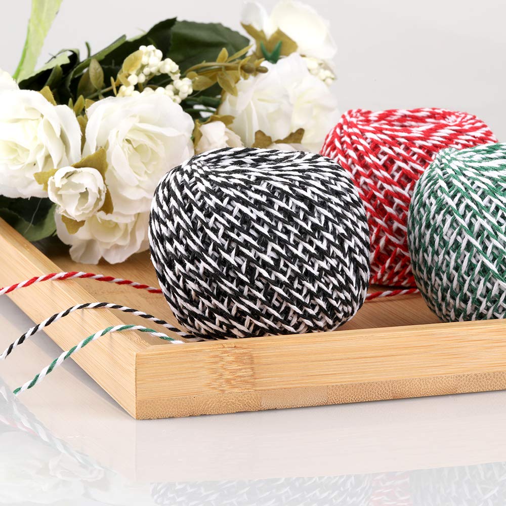 Joycraft 984ft Christmas Cotton String Balls, 2mm Cotton Bakers Rope, Durable for Arts, Craft, Gift Wrap, Meat Prep, Baking, Gardening & Butchers (3pcs x 328ft) joycraft