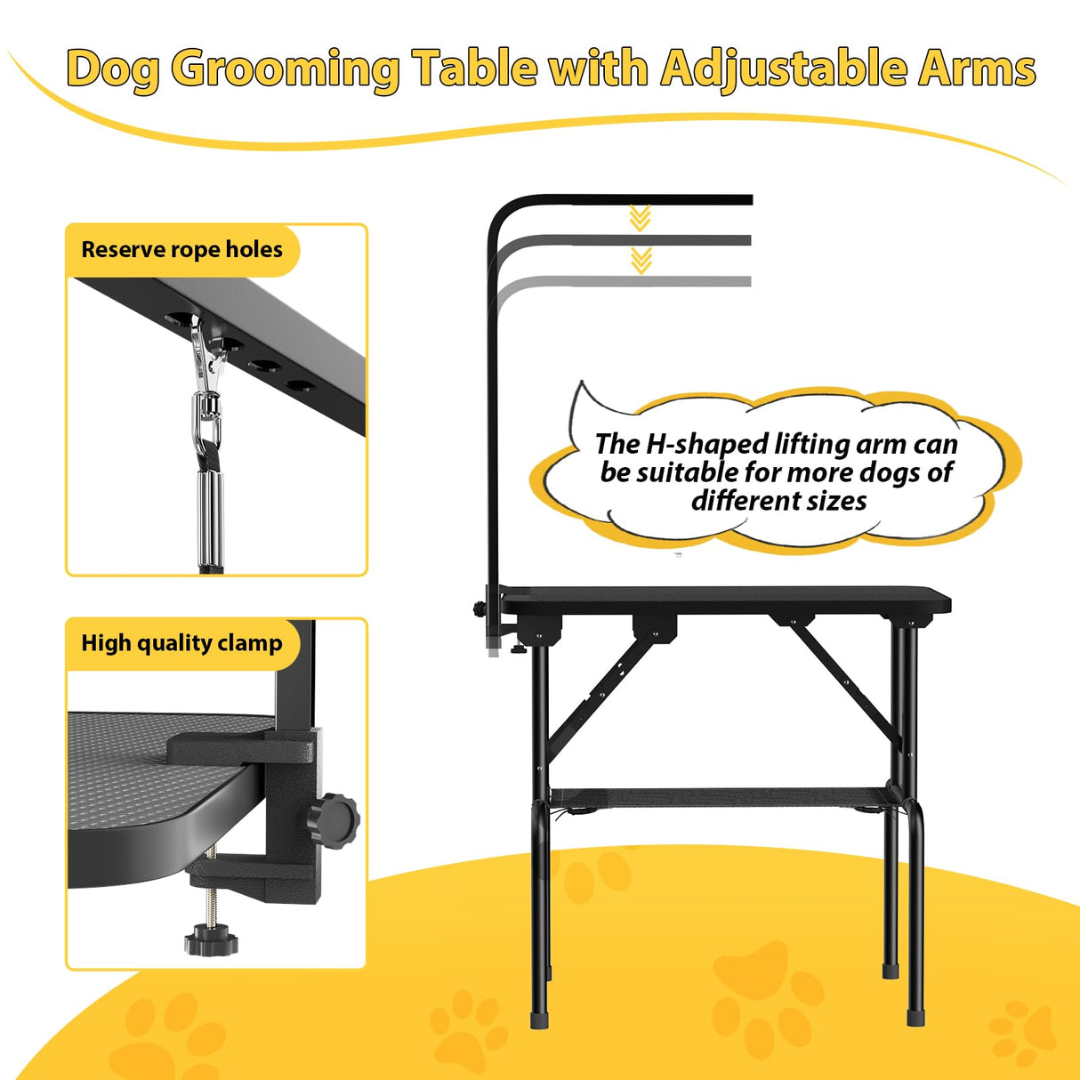 ROOMTEC 32 Inch Dog Grooming Table,Foldable Pet Grooming Tables at Home with Adjustable Arm,Nooses, Mesh Tray ROOMTEC
