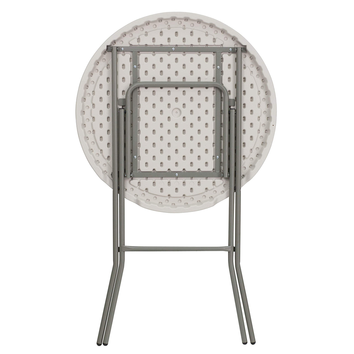 Flash Furniture Kathryn 2.63' Round Folding Bar Height Table for Parties and Commercial Events, Indoor/Outdoor Plastic Bar Height Folding Table, White Flash Furniture