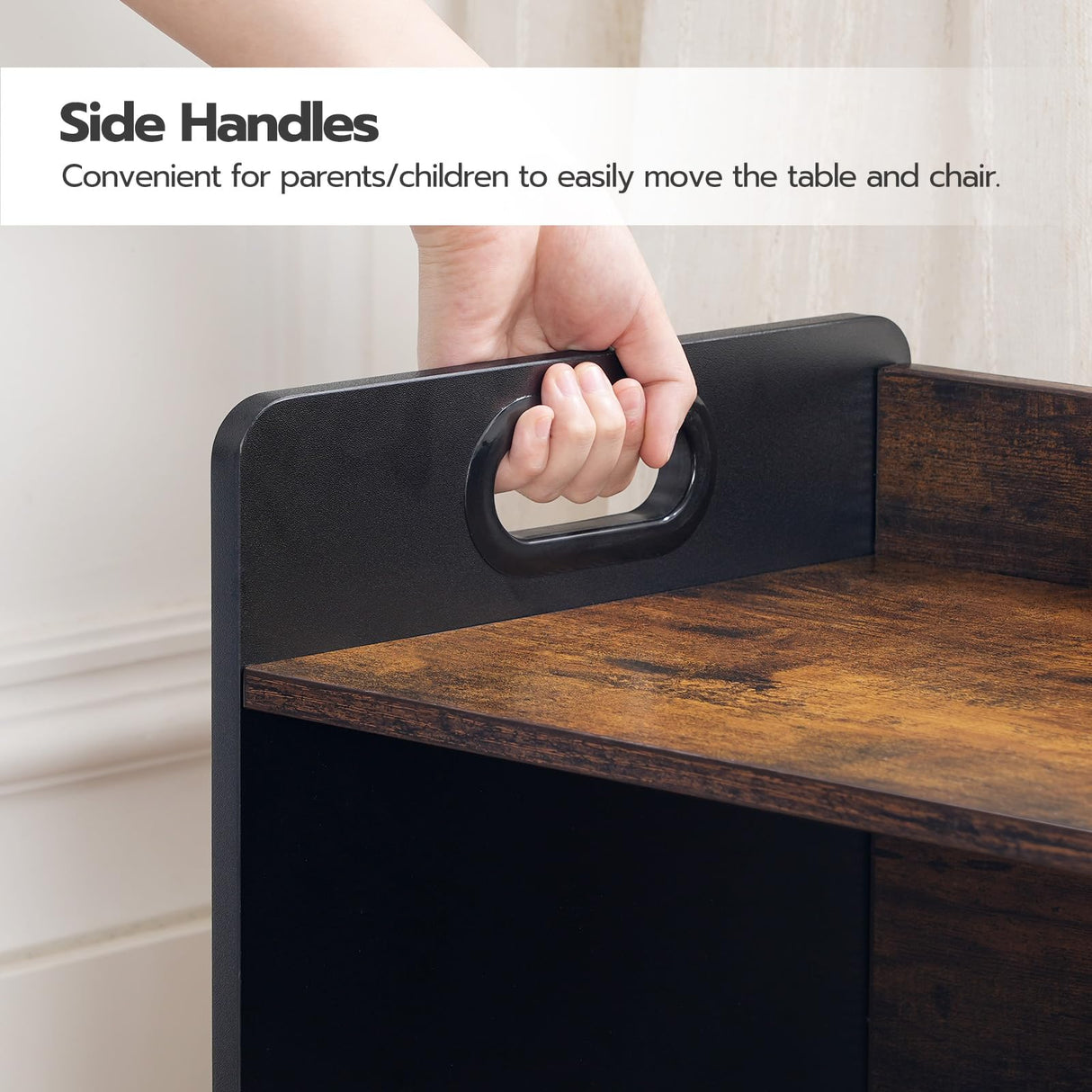 HOOBRO Weaning Table and Chair Set, Toddler Table and Chair Set, Furniture for Kids 1-3 Year Old, Kids Table and Chair Set for Reading Rustic Brown and Black BF38JD01 HOOBRO