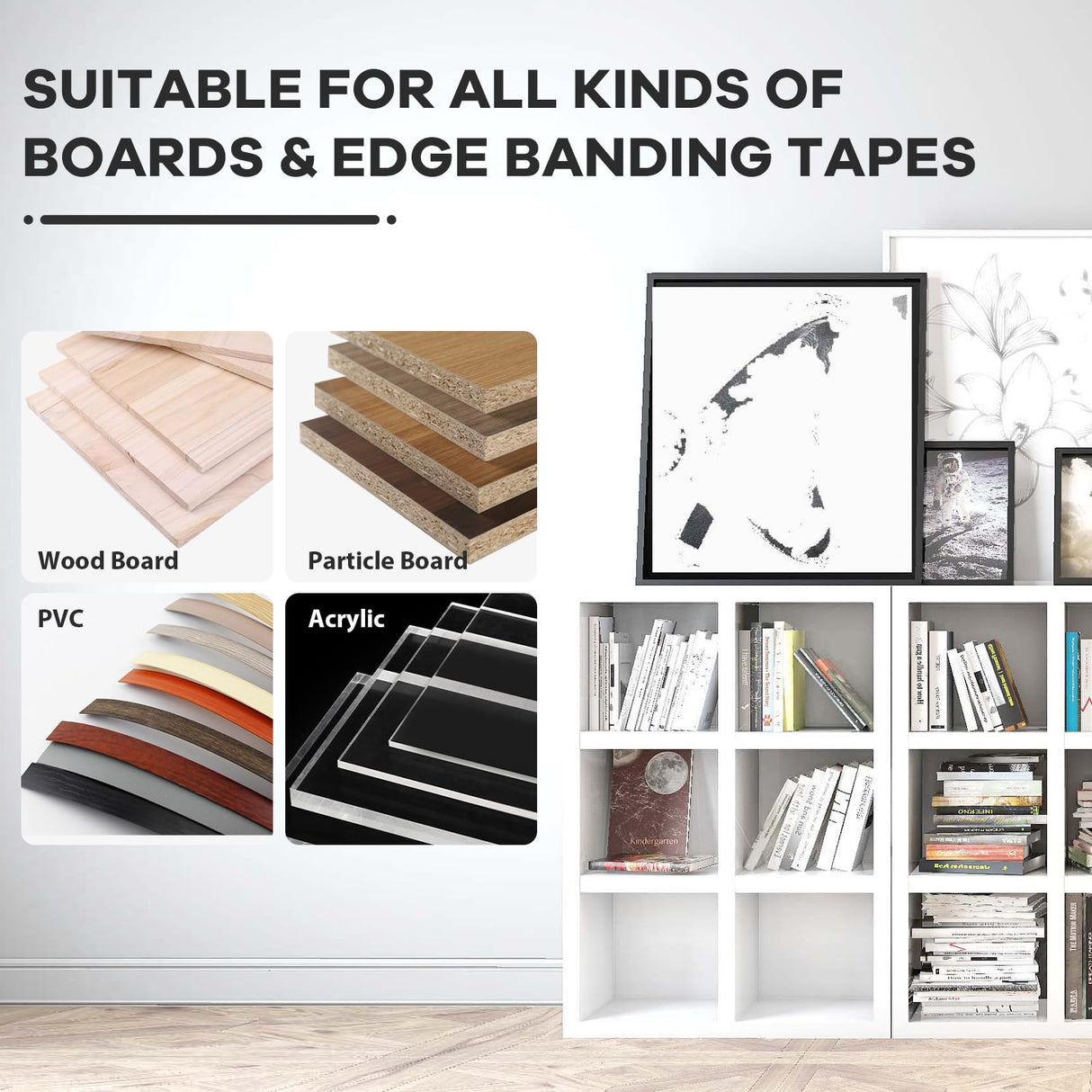 SOKO Portable Edge Banding Machine, Woodworking Edge Bander Machine Straight Curve Double Side Coating Glue, Edge Banding Speed 5-10m/min Adjustable SOKO