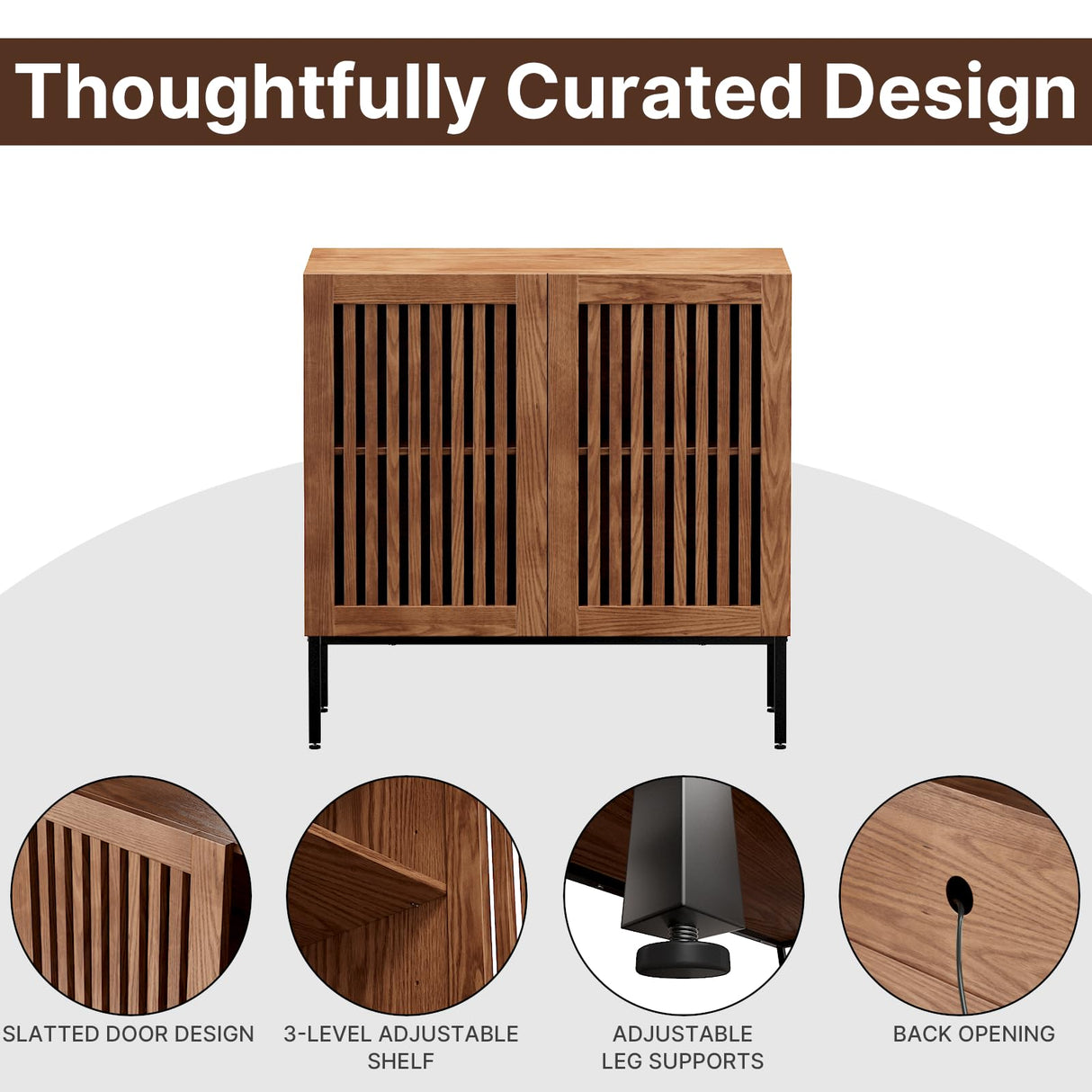 BVIUNTWO Storage Cabinet,94.5" Farmhouse Buffet Cabinet with Metal Base and Adjustable Shelves,Sideboard Coffee Bar Cabinet with 6 Doors for Kitchen,Dining Room,Living Room,Brown BVIUNTWO