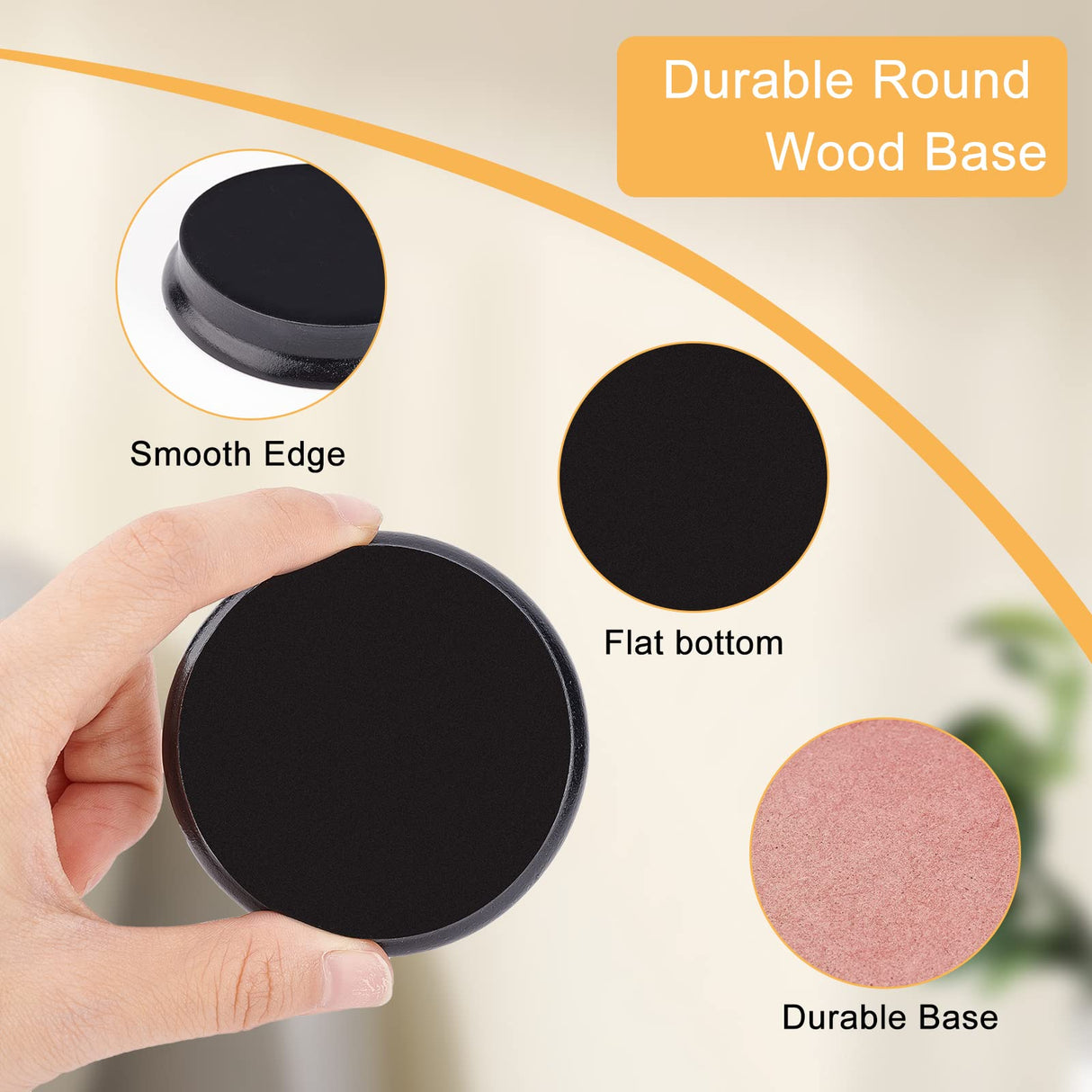 FINGERINSPIRE 4 pcs Round Model Wood Bases 2.52x0.47inch Black Lacquer Surface Round Wooden Plaque Flat Wood Bases for Doll, Clay or Pottery Display Holders, Photography Prop Display Bases FINGERINSPIRE