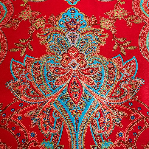 mixinni Red Paisley Comforter Sets Queen Size Bed Shabby Chic Print Comforter All Season 3 Pieces 1 Fluffy Soft Comforter with 2 Pillow Shams-Queen Size mixinni