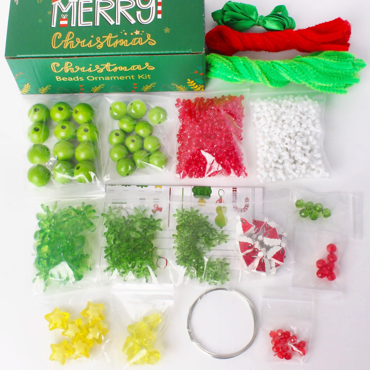GYGOT Christmas Crafts for Kids Adults,30 Sets Christmas Beaded Ornament Kit for Kids to Make-Including 12 PCS Green Monster/6 PCS Tree/12 PCS Candy Cane,Christmas Tree Decorations (Assembly Needed) GYGOT
