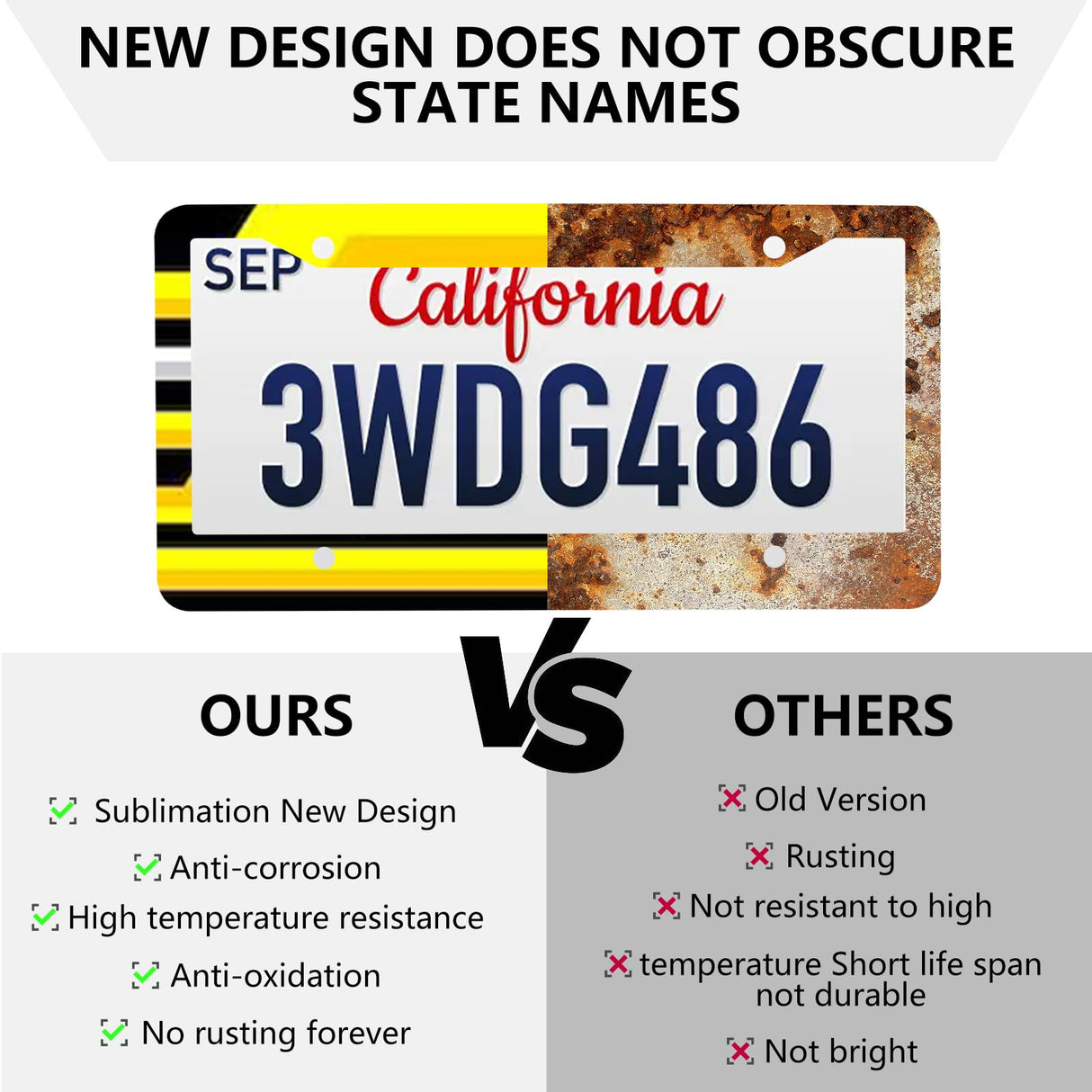 6 Pack Sublimation License Plate Frame Blanks,Metal Aluminum car Tag White,Thermal Transfer DIY Custom Picture Design for Blank License Plates Frame(12.2x6.3x0.04) Cevhzoe