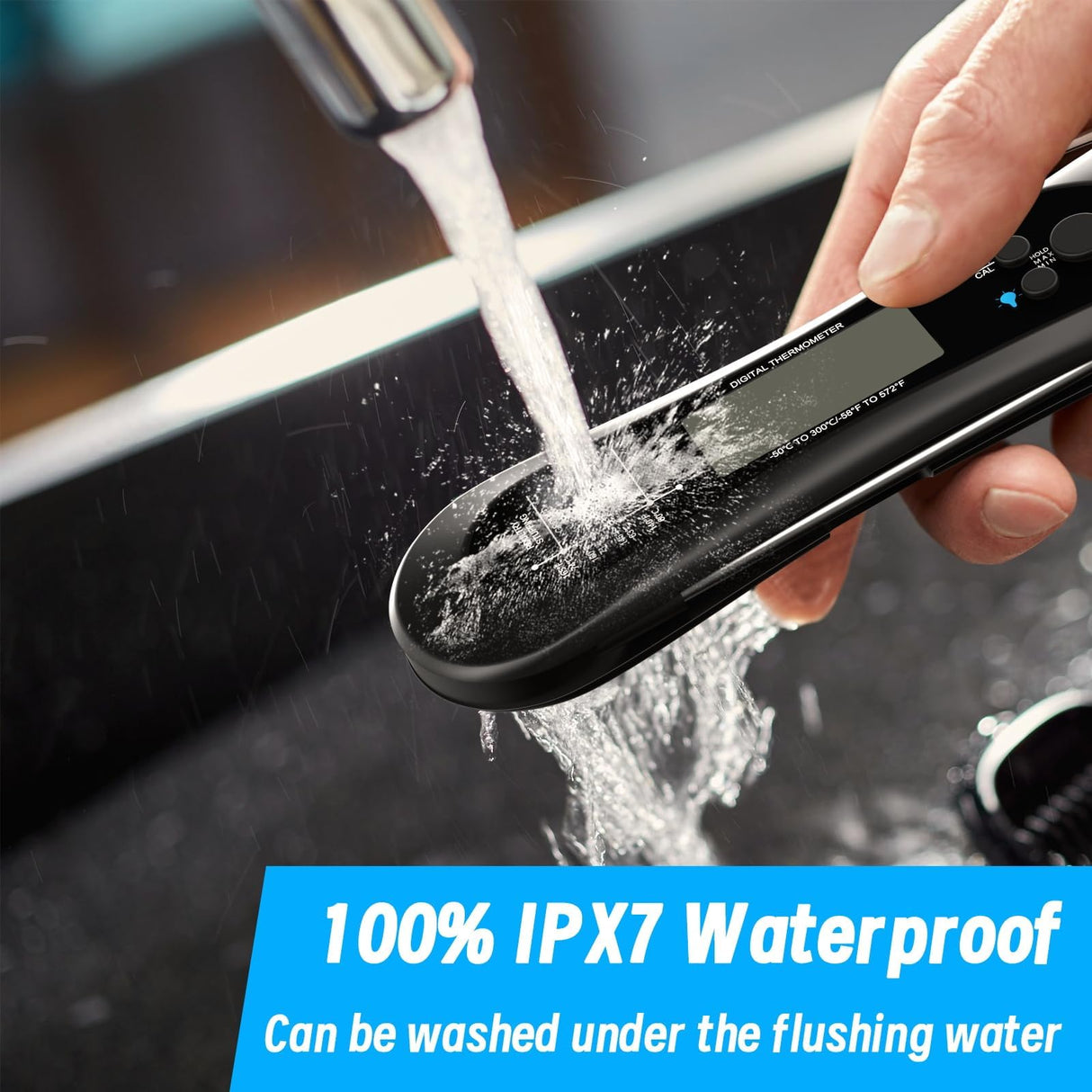 Biison Meat Thermometer Digital, Instant Read Meat Thermometer for Grill and Cooking, IP66 Waterproof Food Thermometer for Kitchen and Outside, BBQ, Turkey, Candy, Liquids, Beef Biison