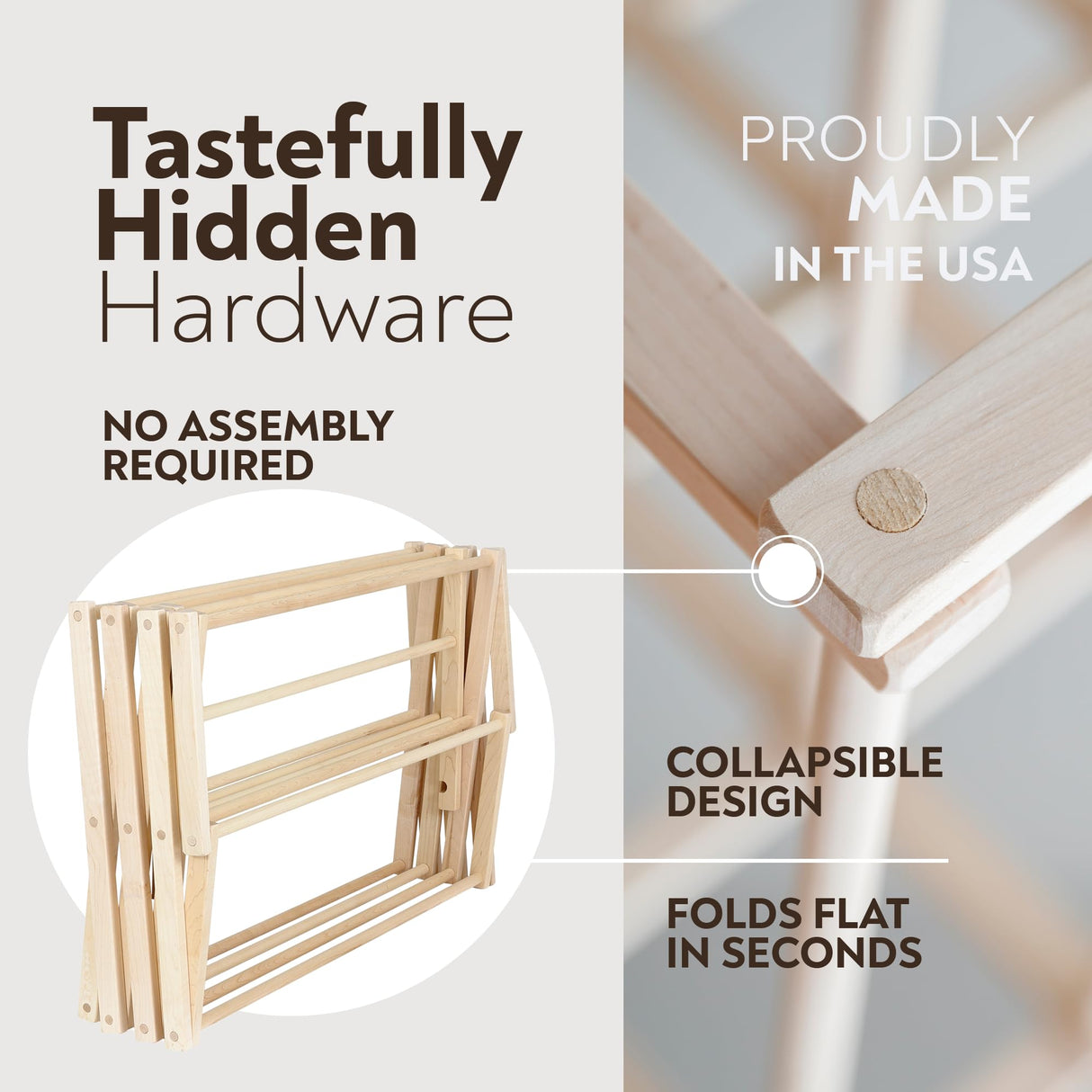 Pennsylvania Woodworks Clothes Drying Rack: Solid Maple Hard Wood Laundry Rack for Sweaters, Blouses, Lingerie & More, Durable Folding Drying Rack, Made in USA, No Assembly Needed, Large Pennsylvania Woodworks