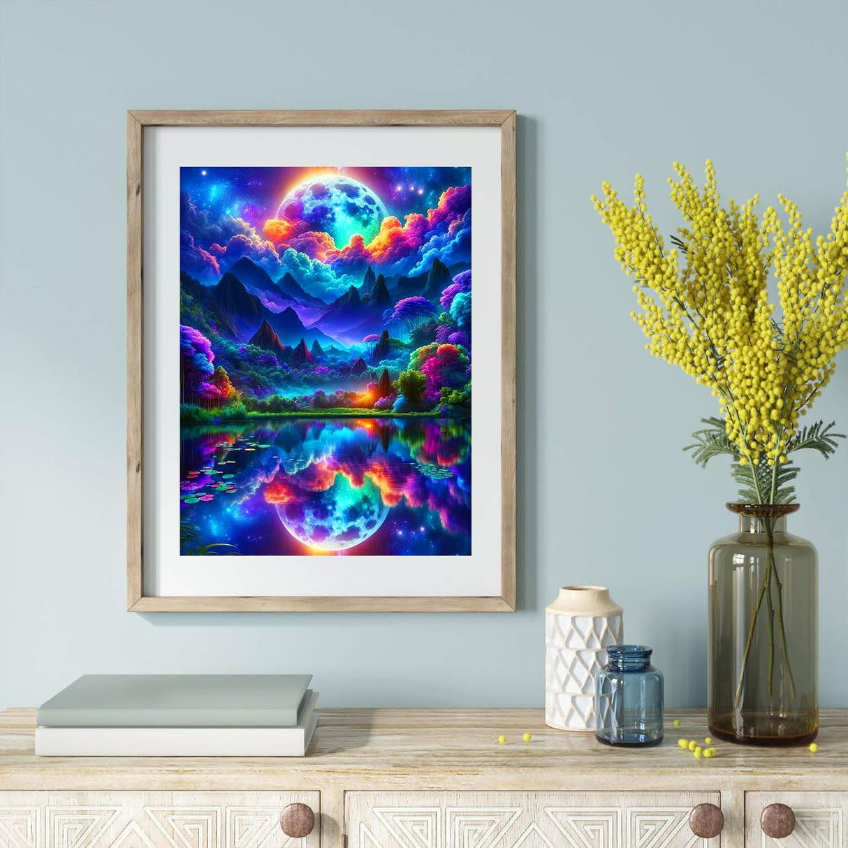 ijbnhd Moon Diamond Painting Art Kit for Adults Abstract Mountain Diamond Art Painting for Beginners Full Drill Round Gem Art Painting for Crafts Home Wall Decor Gift 12x16inch ijbnhd