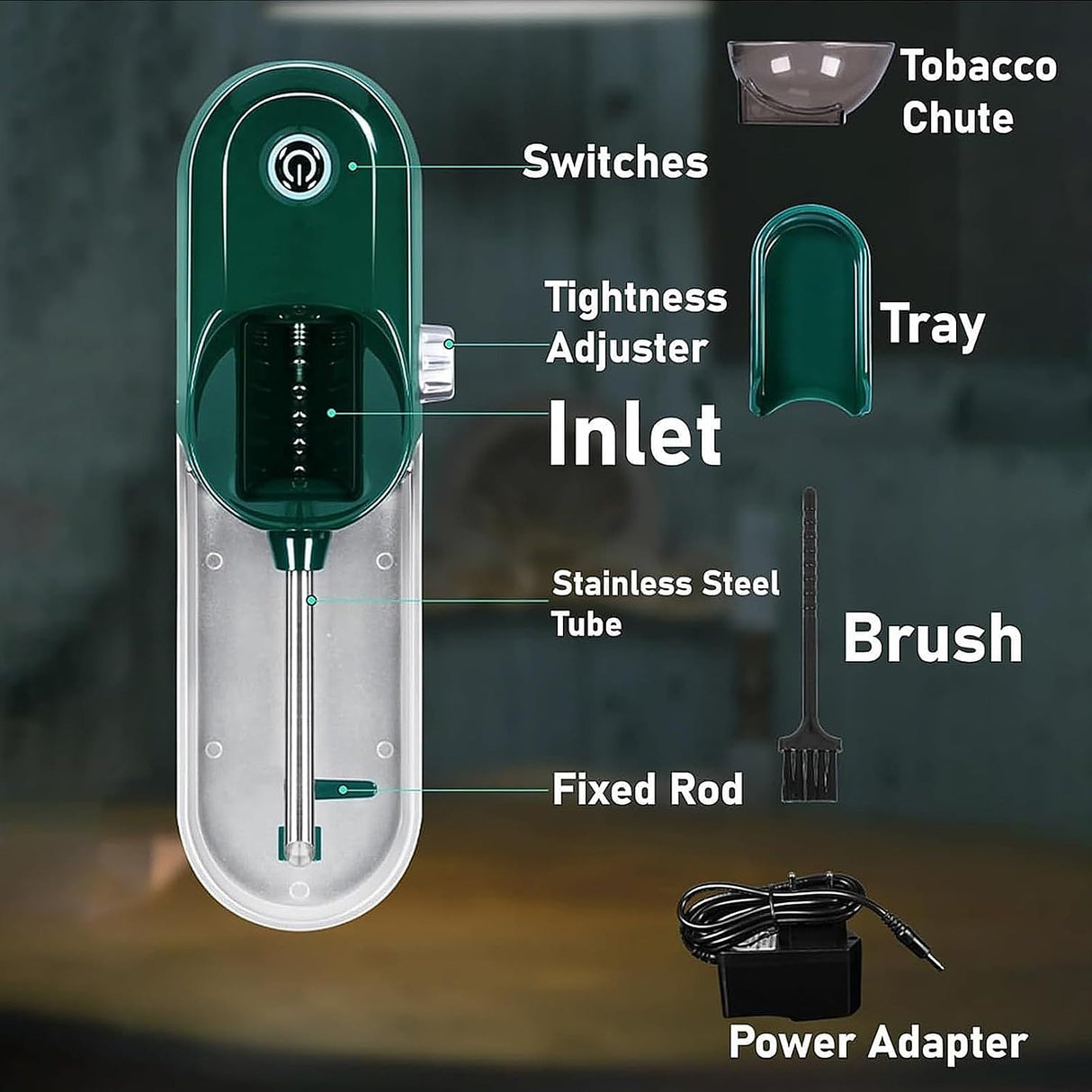 SINBAISHUNYYT The Za Machine, Lorivu Automatic Roller, Electric Pre Roll Machine, Electric Joint Weed Roller, Automatic Cone Loader Filler(Gold) SINBAISHUNYYT