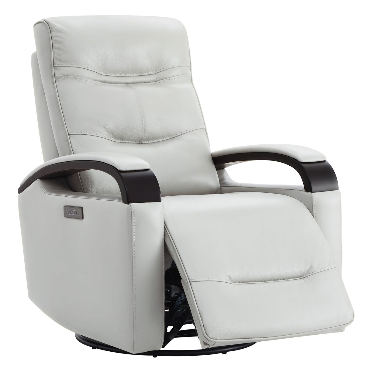 CHITA Genuine Leather Power Swivel Glider Rocker Recliner, FSC Certified Mid Century Modern Recliner Chair for Adults, Adjustable Power Headrest, for Nursery and Living Room, Creamy Grey CHITA