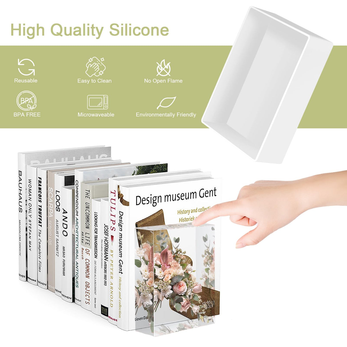 Large Resin Molds, Rectangle Silicone Molds for Epoxy Resin, 5 PCS Cuboid Resin Moulds with Wooden Support, Deep Casting Molds for Preserving Flowers, Insect Specimens, DIY Gifts, Furniture Decoration KISREL