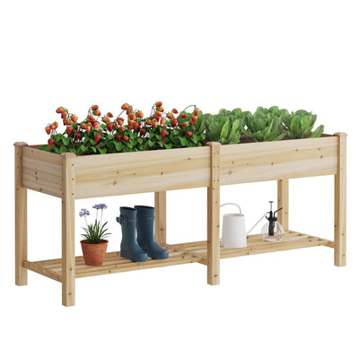 FILWH Raised Garden Bed with Legs Elevated Wooden Planter Box Stand Large Planter Stand Box for Fruits Vegetables Flowers with Divider with Bag - 72 * 24 * 30.5IN