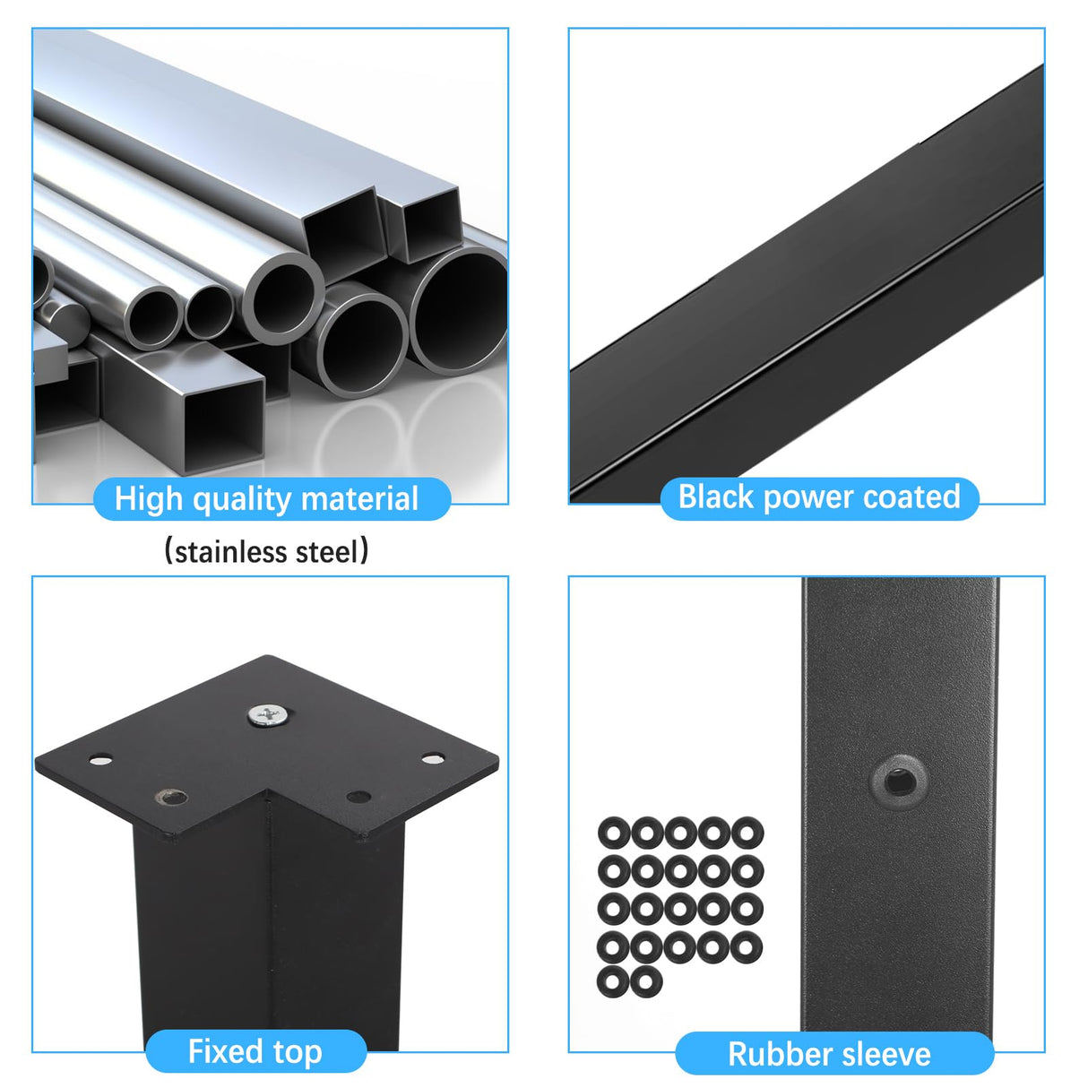 Sidasu 36" Corner Post L-Drilled Cable Railing Post with Fixed Top Mount - Stainless Steel, Black Finish Sidasu