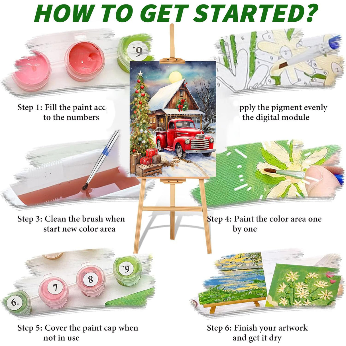 WEMEON Christmas Paint by Numbers Kit for Adults- Red Truck Adult Paint by Number Kits on Canvas Arts Crafts for Adults(16 x 20 Inch) WEMEON