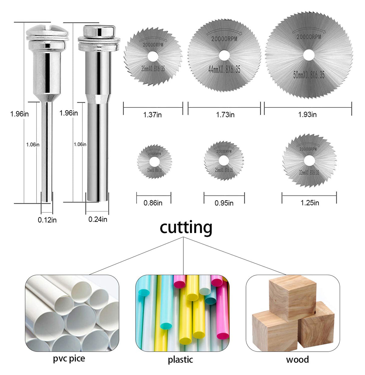 60Pcs Rotary Cutting Wheels Tool Kit, Resin Cut Off Wheels Disc, Mini HSS Saw Blades Cutter, Diamond Cutting Kit with Mandrels for Wood Glass Plastic Stone Metal CULMKARI