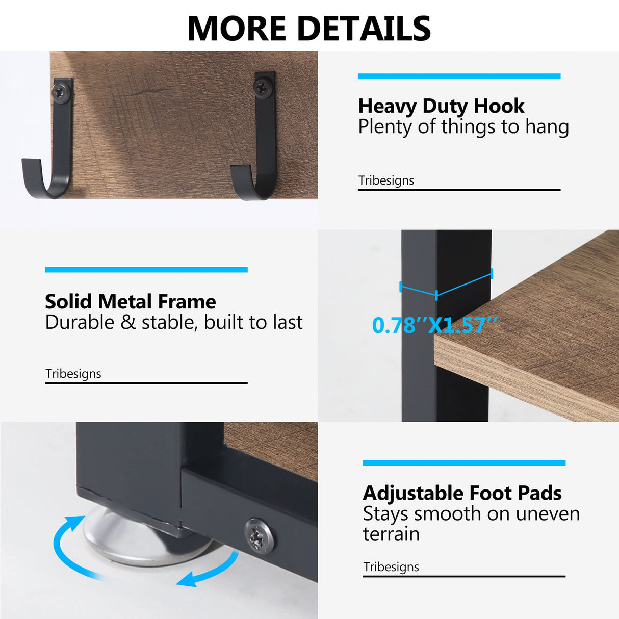 Tribesigns Coat Rack Set, Hall Tree, Industrial Shoe Bench, 3 Storage Cubbies, 7 Hooks for Entryway, Hallway, 5-in-1Design, Vintage Oak Tribesigns