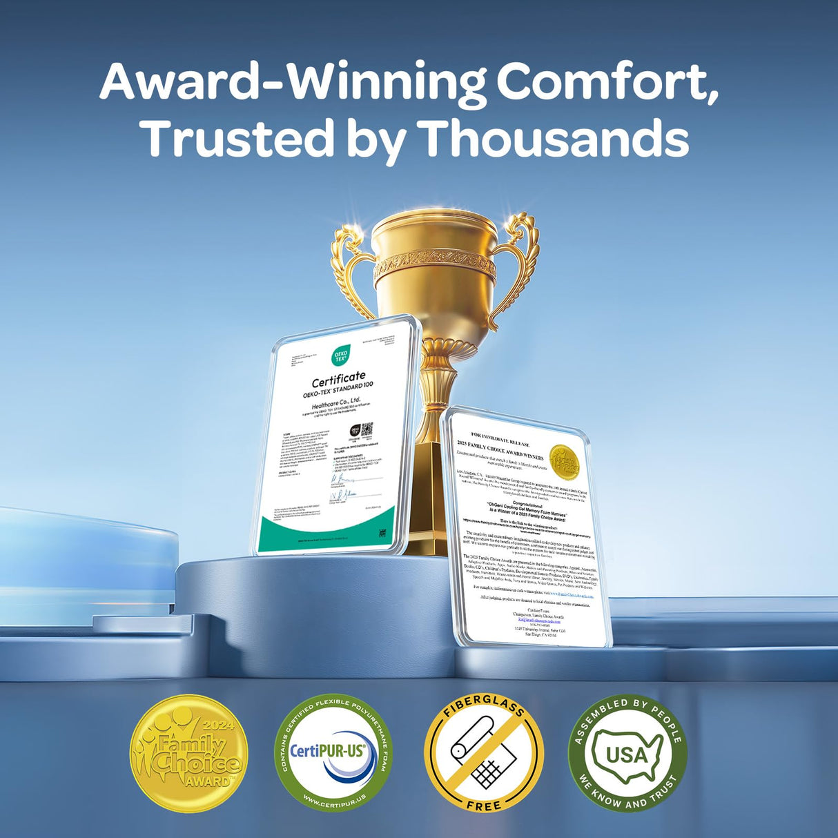 OhGeni 10 Inch Full Size Mattress, Cooling Gel Memory Foam Bed Mattresses in a Box, Cool Touch Surface, Ergonomic Support & Pressure Relief, Medium Feel, CertiPUR-US Certified Foam, Designed in USA OhGeni