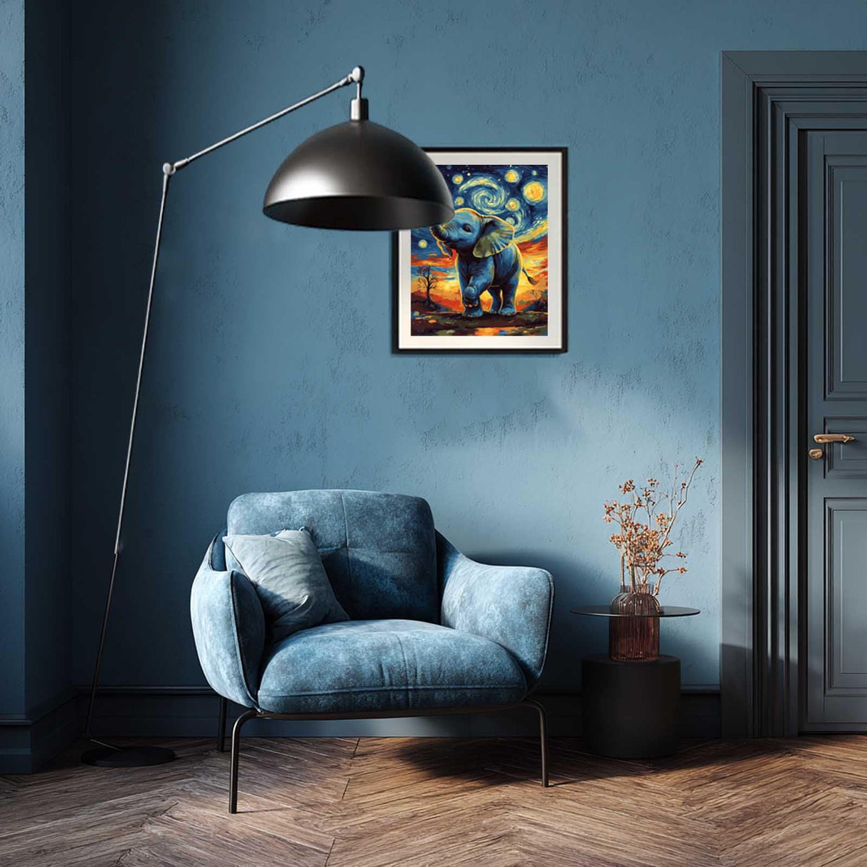 Paint by Number Animal, Elephant Paint by Numbers Kit for Adults, Starry Night Animal Painting, Little Elephant in The Twilight Poster, Home Wall Decor(16x20inch, No Frame) zouewit