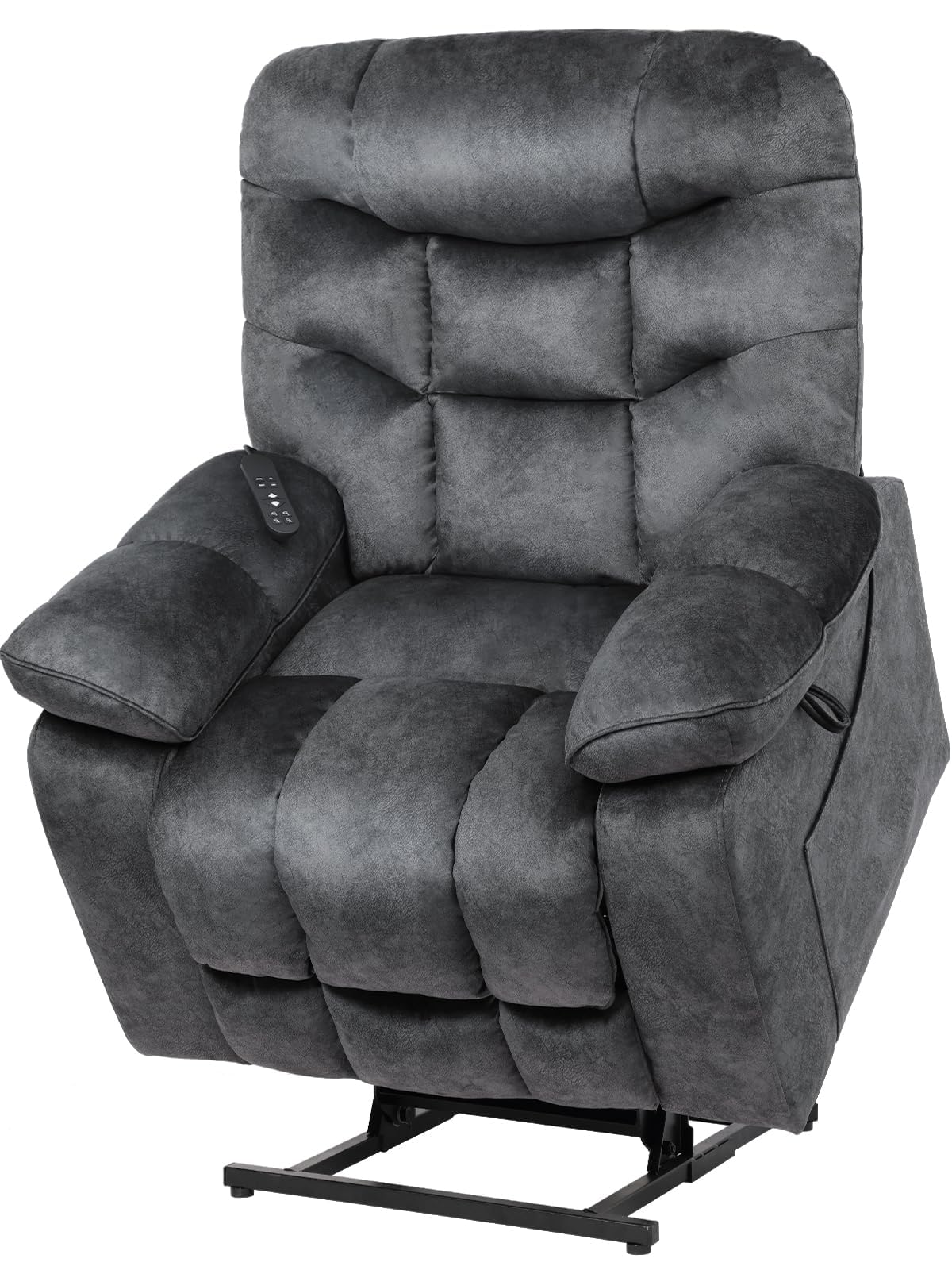 EONIX Large Lay Flat Power Lift Recliner Chair for Elderly with Heat and Massage, 400lbs Dual Motor Electirc Lift Chair with Extended Footrest, SLRY007062, Black EONIX