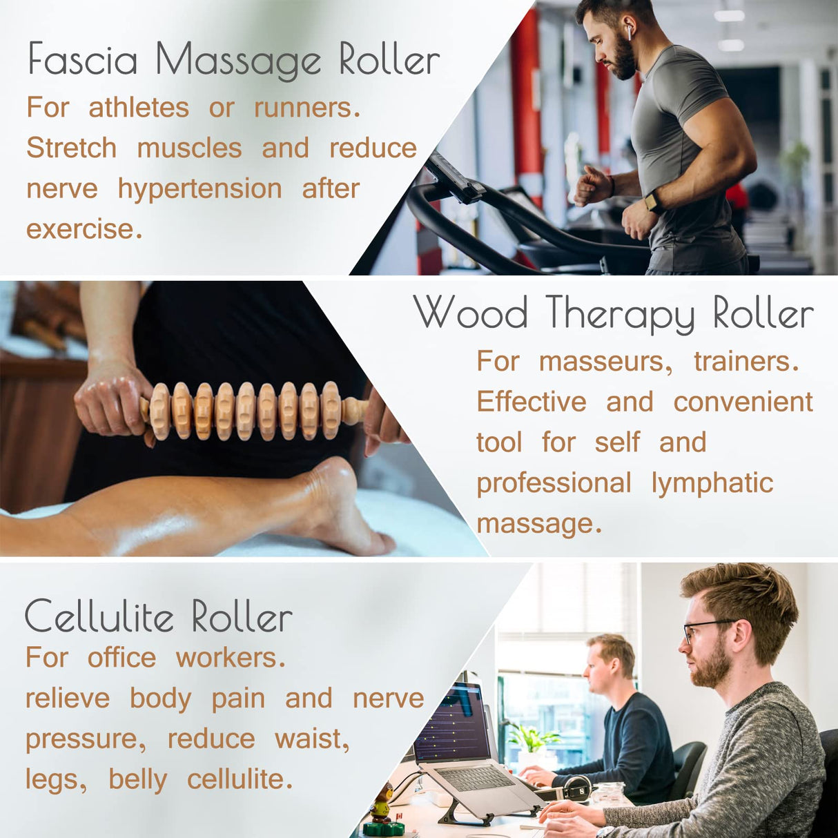 Wooden Massage Roller Wood Therapy Massage Tools for Body Shaping, Anti Cellulite Wood Roller Masssager, Manuel Wooden Fascia Massage Roller, Wood Body Sculpting Tools, Wood Body Massage Roller cococar