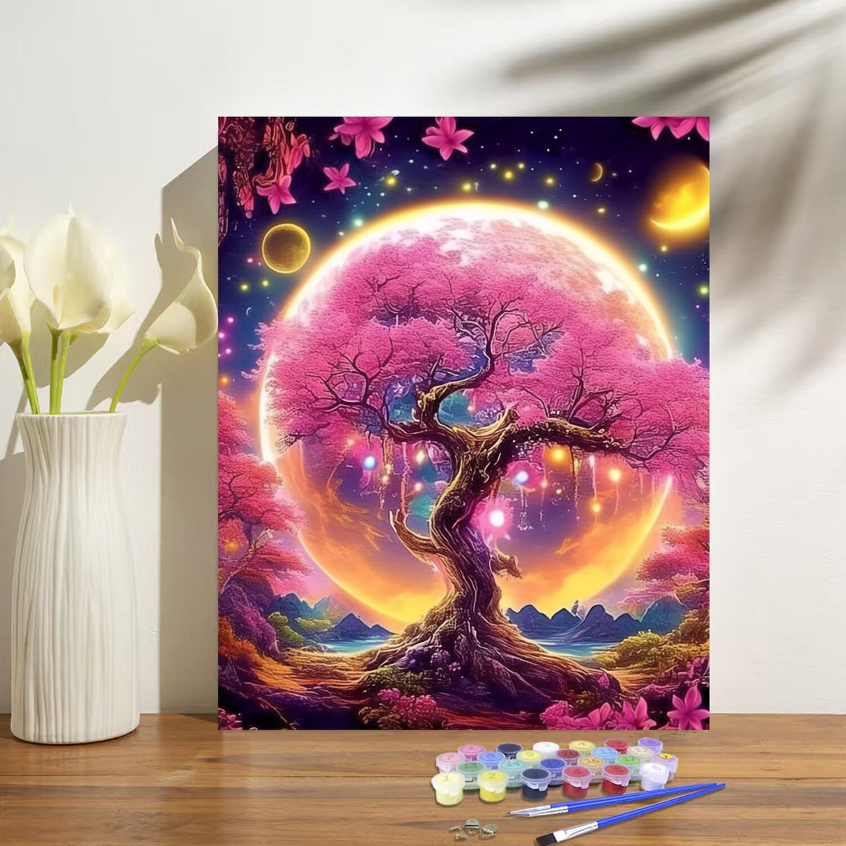 obterie Tree of Life Paint by Numbers Kit for Adults Beginner Tree Oil Painting Kit Adult Paint by Number Kits on Canvas DIY Painting for Beginners Art by Numbers for Gifts Home Wall Decor 16x20 Inch obterie