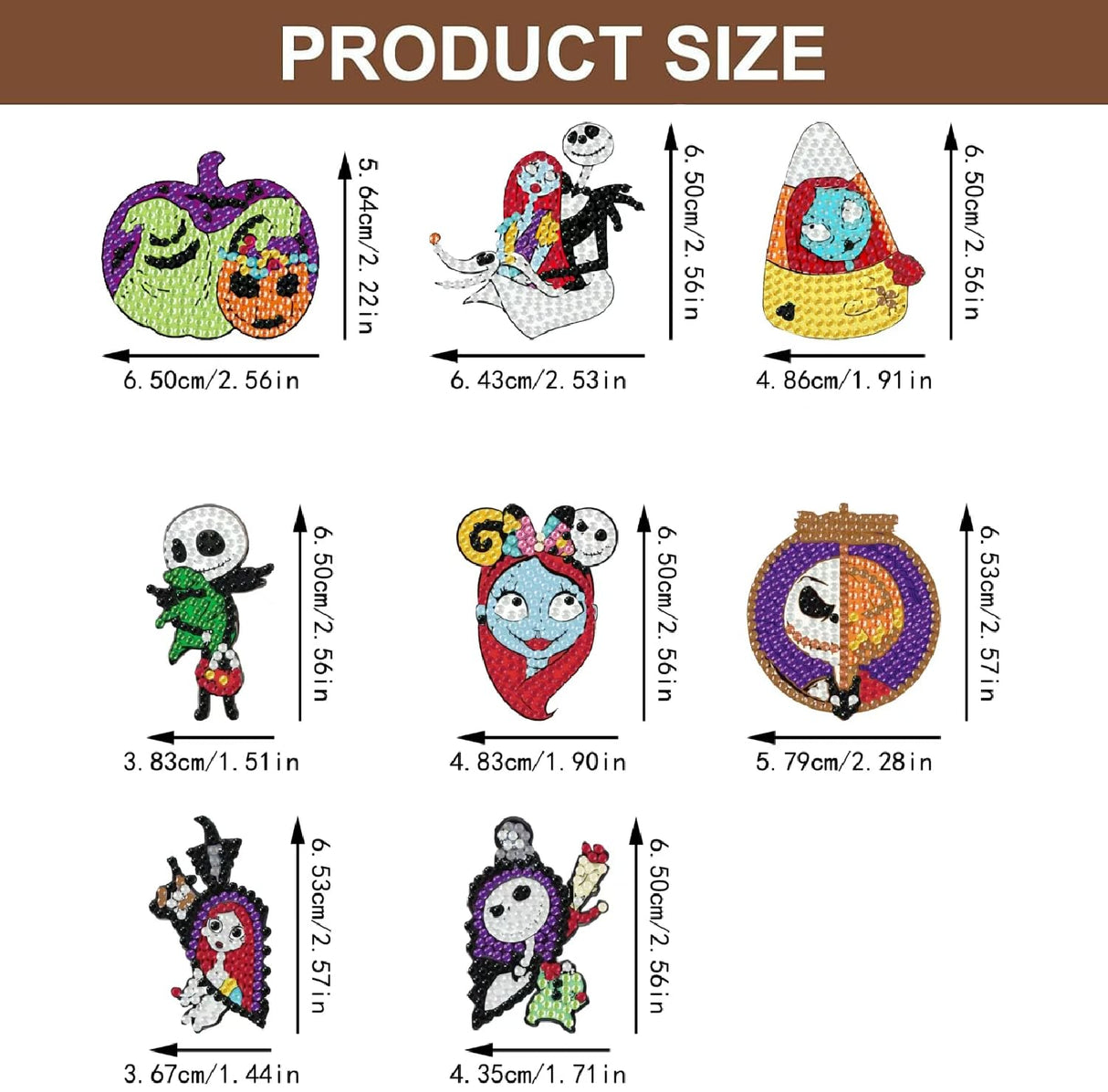 8Pcs Halloween Diamond Art Kits Keychains, DIY 5D Full Drill Special Shape Rhinestone Painting Kit for Beginners Adults, Horror Diamond Dots Art Key Chain Gems Art Craft Amshem