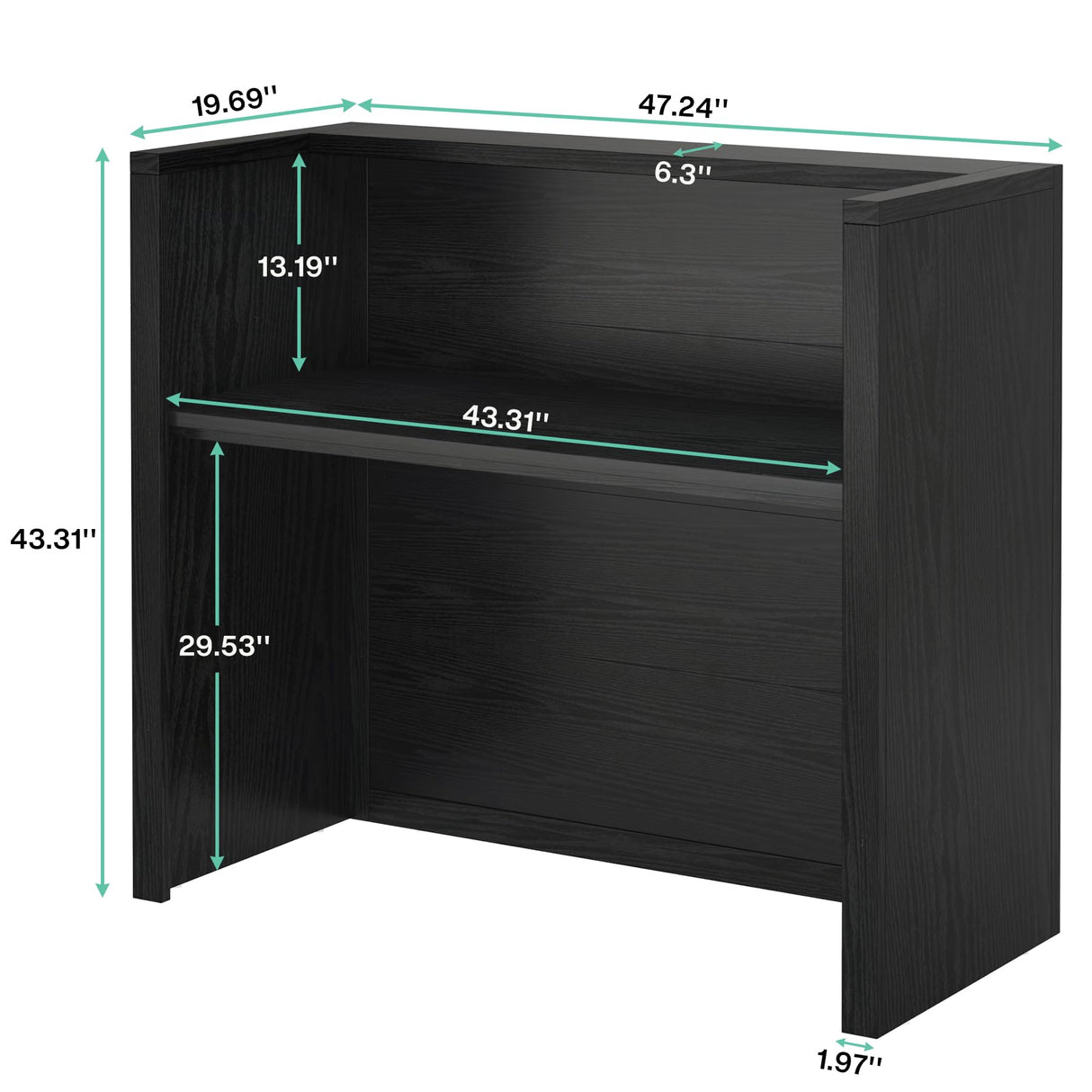 Tribesigns Reception Desk, Modern Front Desk with Counter, 47 Inch Small Retail Counter for Checkout, Lobby, Salon, Small Office, Reception Area (Black, 47.2" W x 19.7" D x 43.3" H) Tribesigns