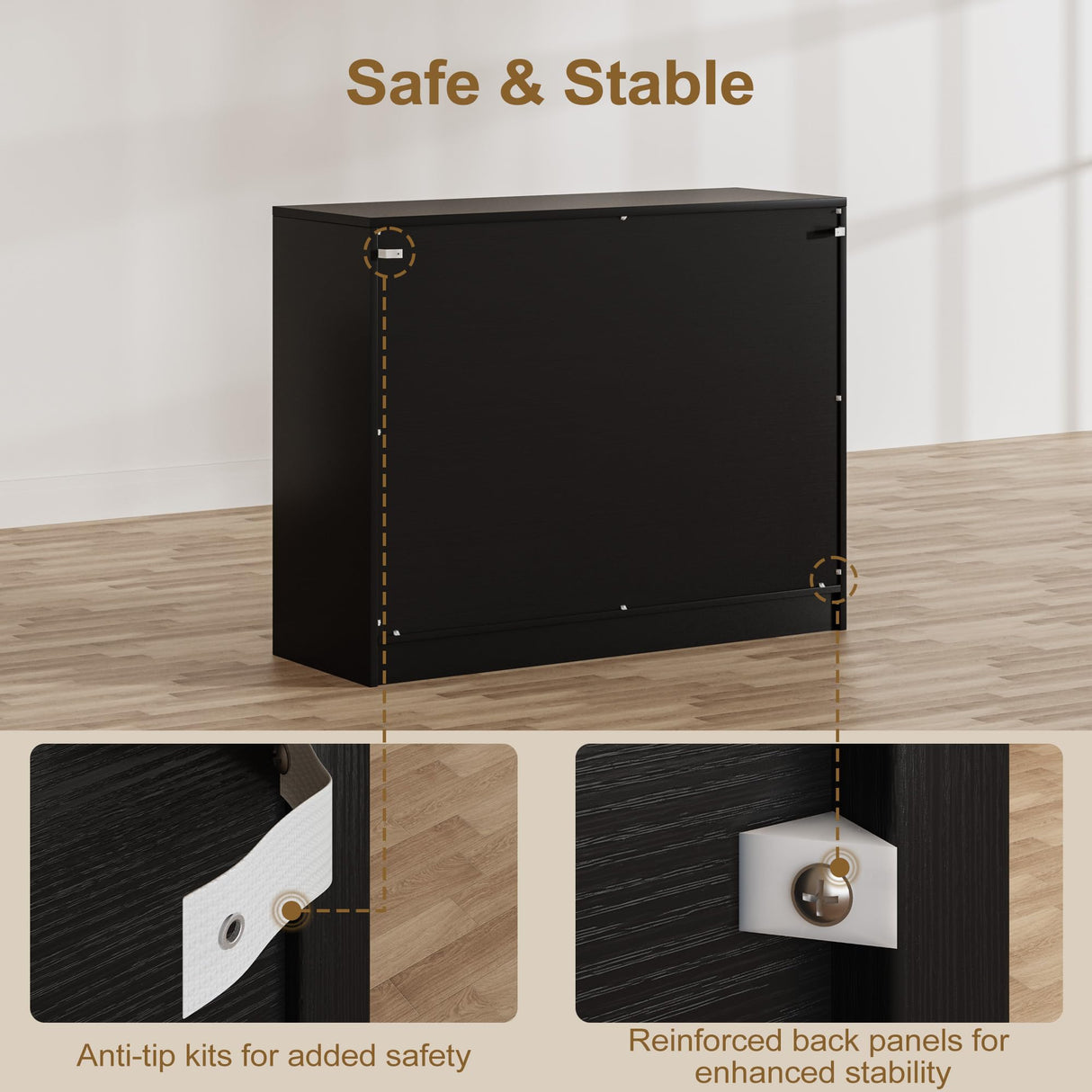 Modern Farmhouse Buffet Cabinet with Storage, 42" Large Sideboard Storage Cabinet with 3 Barn Doors, Coffee Wine Bar Cabinet Wood Table Credenza with Adjustable Shelf for Kitchen Dining Living Room Vividwood