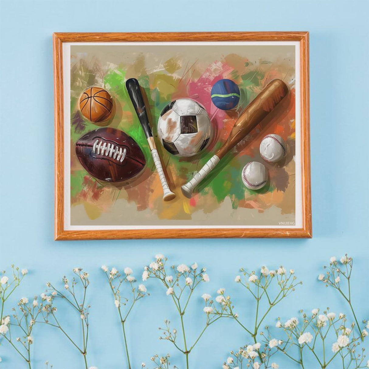 VNUIEHG Sports Equipment Paint by Numbers Kit Paint by Numbers DIY Acrylic Drawing Paintworks Artwork Adults Beginners 16x20 inch VNUIEHG