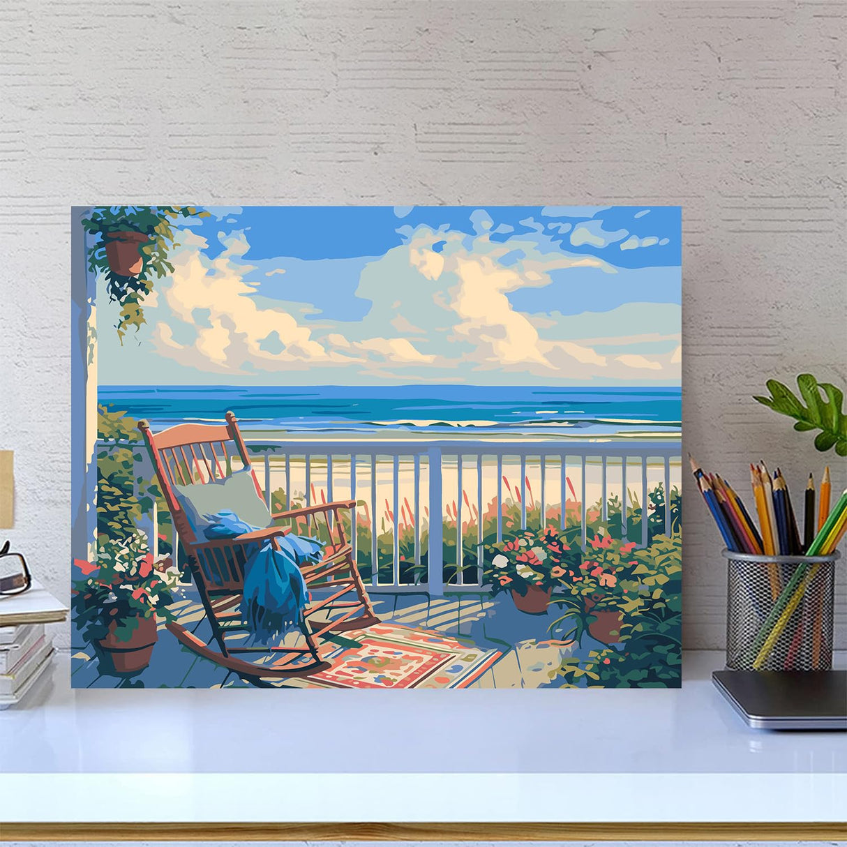 croshom Paint by Numbers Kit for Adults Beginner, Easy Paint by Numbers Kits for Adults, Suitable for Gifts and Home Wall Decor 16" x 20", Sea Landscape croshom