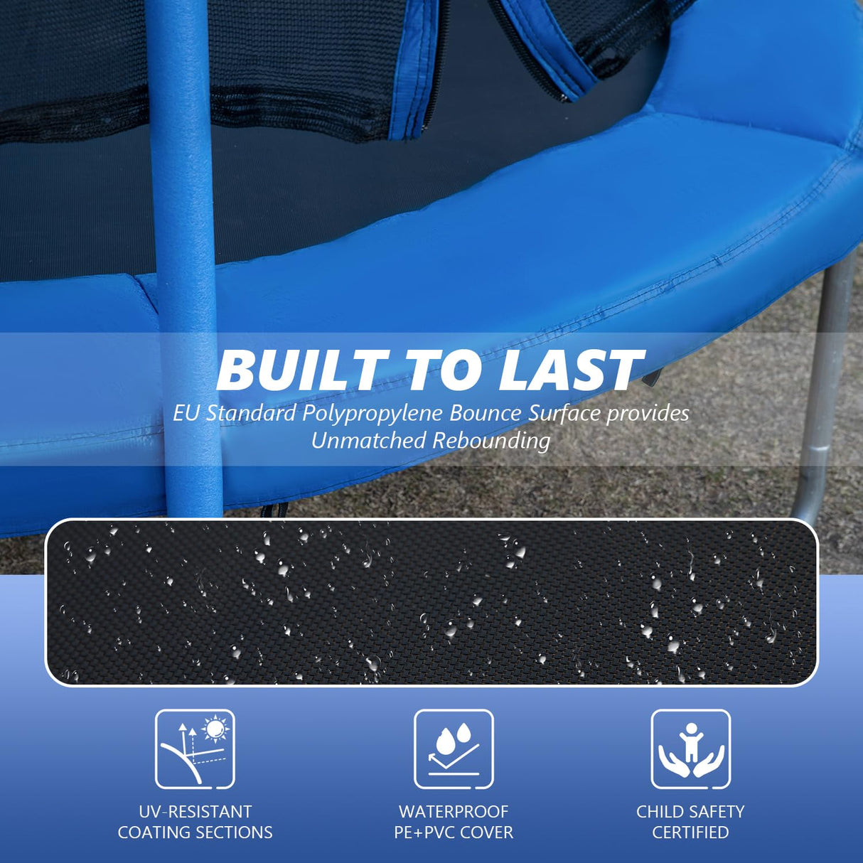 8FT Trampoline with Safety Enclosure Net Combo Bounce Jump Outdoor Fitness Trampoline PVC Spring Cover Padding for Kids FDW