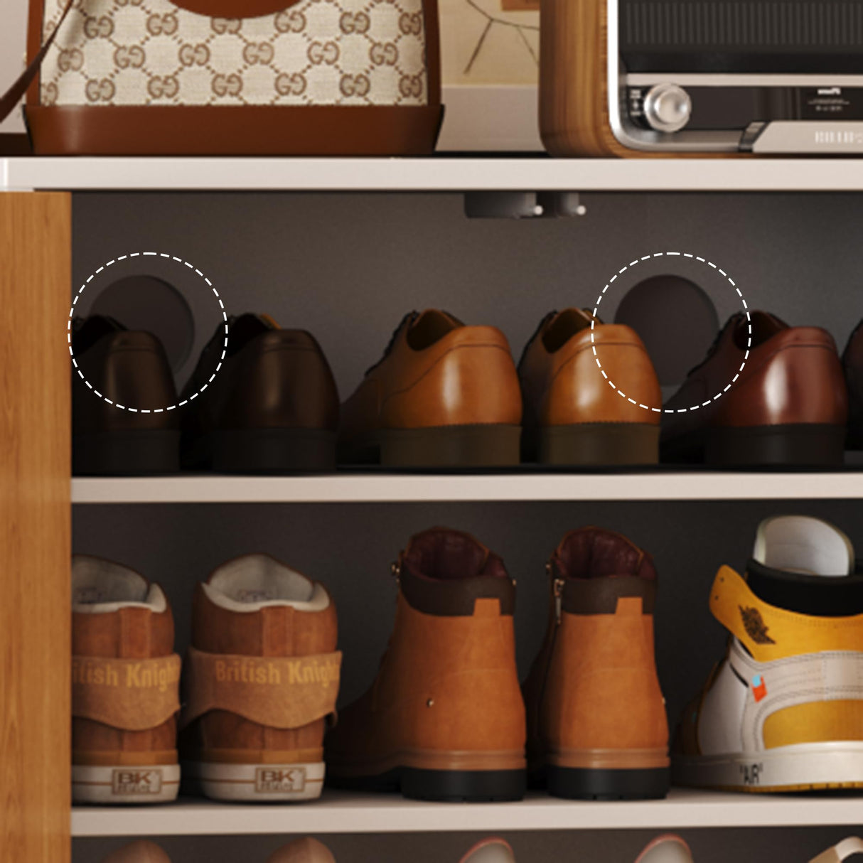 HOMEFORT Shoe Cabinet,15 Pairs Shoe Rack Organizer Cabinet, Shoe Storage Cabinet for Narrow Entryway Closet,6-Tier Modern Shoe Organizer with Double Doors and Adjustable Shelf (White Oak) HOMEFORT