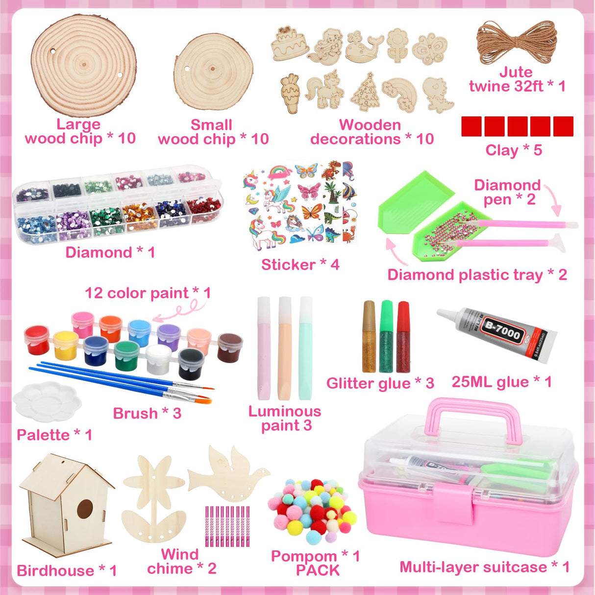 Luucio Wooden Painting Craft Kit - Glow in The Dark Wood Slices Crafts and Birdhouse Ornaments, Creative Art Toys for 5, 6, 7, 8, 9, 10, 11, 12 Year Old Kids, Christmas Gifts Ideal Luucio