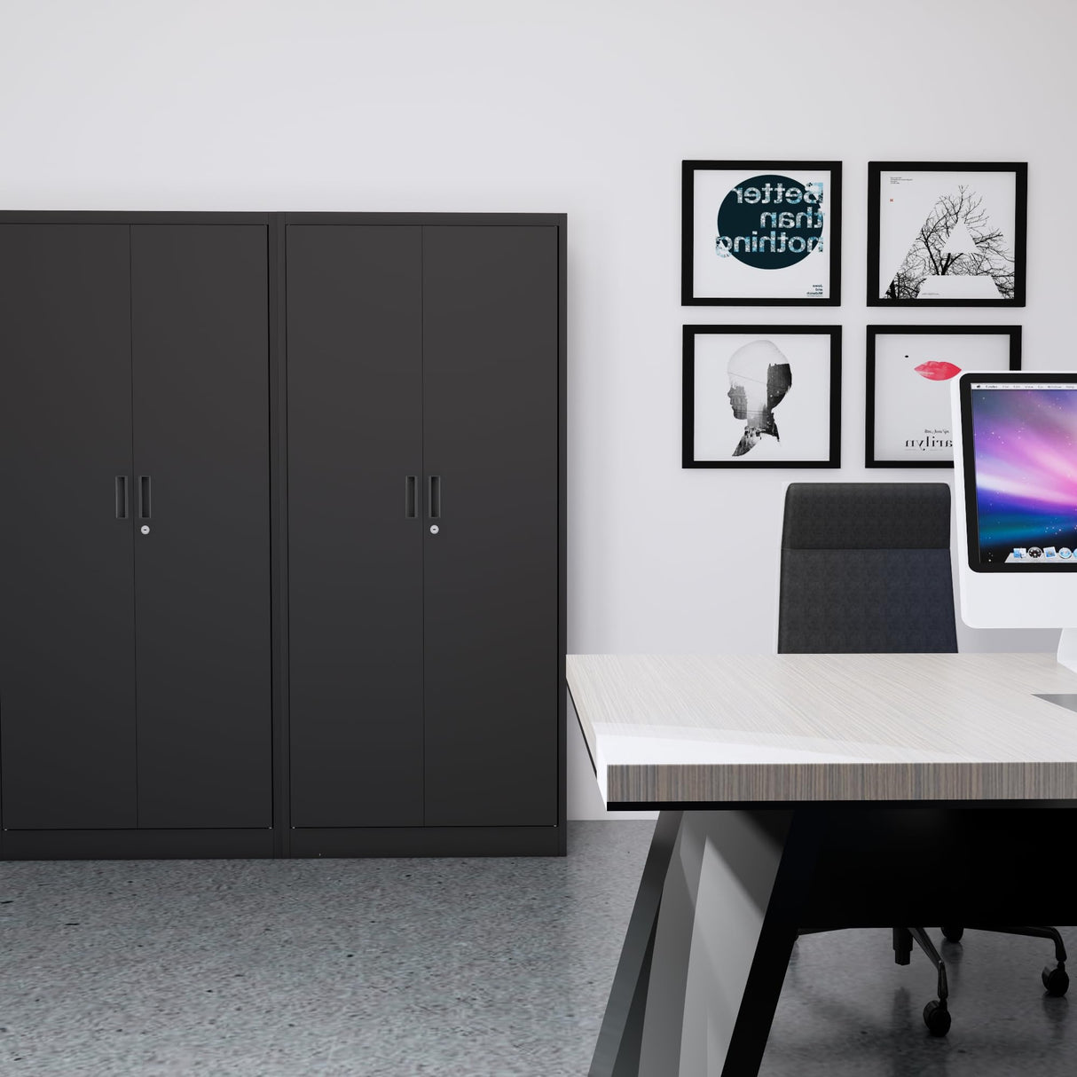 CJF Locking Storage Cabinet with 5 Adjustable Shelves, Metal Storage Cabinet, Garage Storage Cabinet for Home Office, Utility Room, School, Warehouse CJF