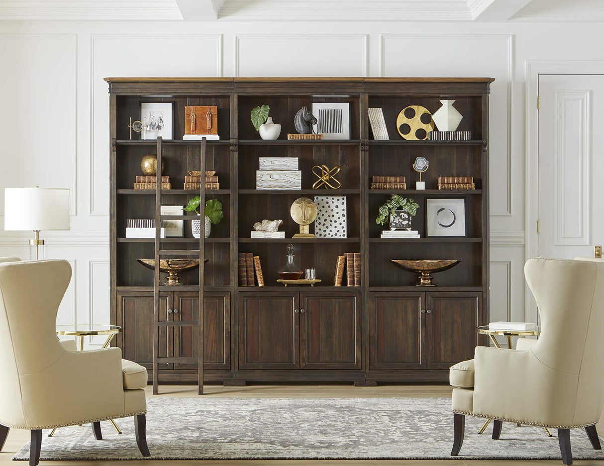 Martin Furniture Bookcase Wall with Wood Ladder, Brown, IMSA4094-KIT Martin Furniture