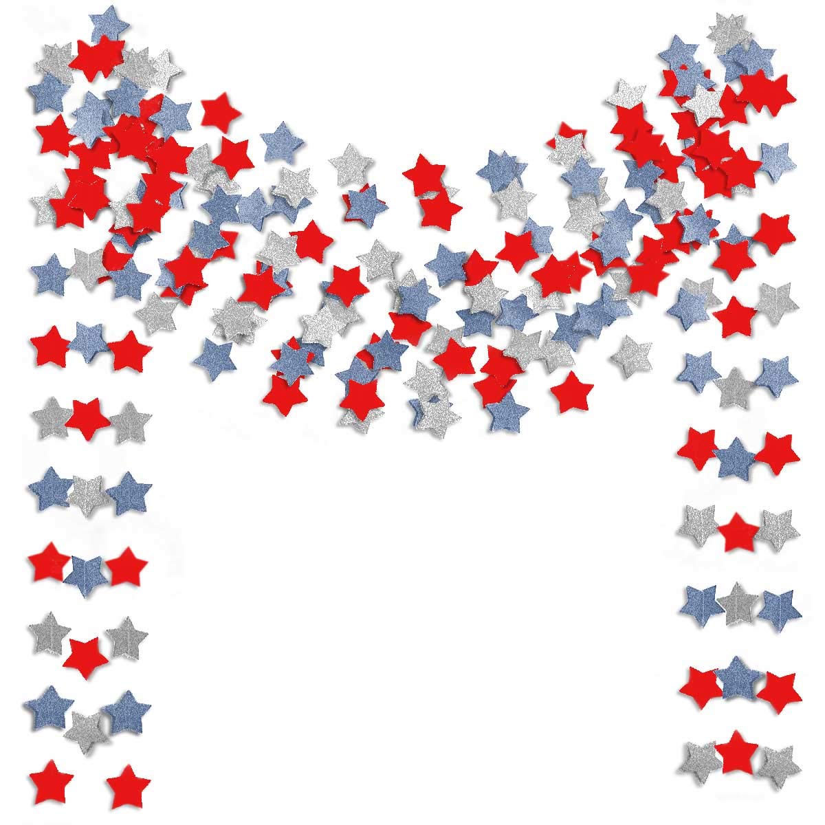 6 Pack Patriotic Star Streamers Garland Red White Blue Bunting Banner Paper Hanging Decorations for 4th of July American Independence Day Labor Day Holiday Memorial Day Party Supplies (50 Feet) TTSAM