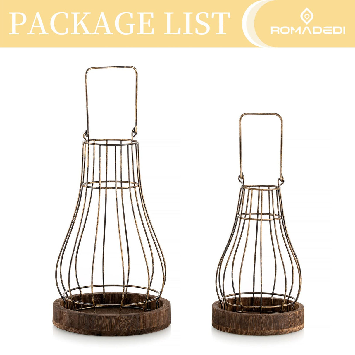 Romadedi Lantern Farmhouse Home Decor - Rustic Candle Holders Decorative Lanterns for Candle Living Room Kitchen Dining Coffee Table Fireplace Mantle Outdoor Romadedi