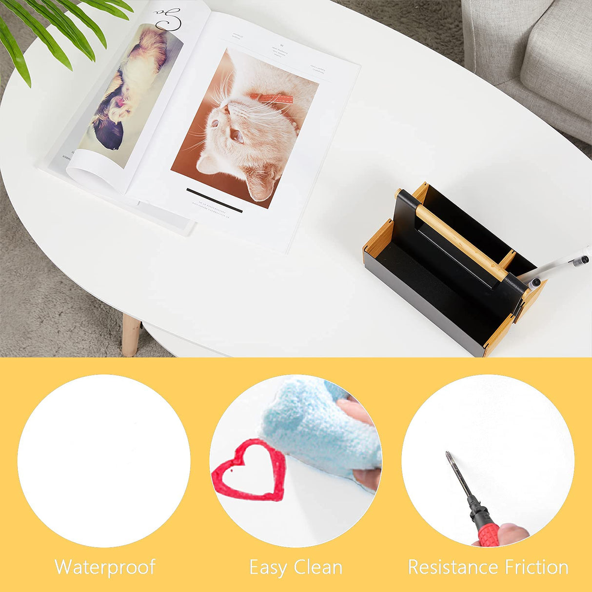 Maupvit Coffee Table-Oval Wood Table with Open Shelving for Storage and Display 2 Tier Sofa Table, Small Modern Furniture Living Room&Home Office-White Maupvit