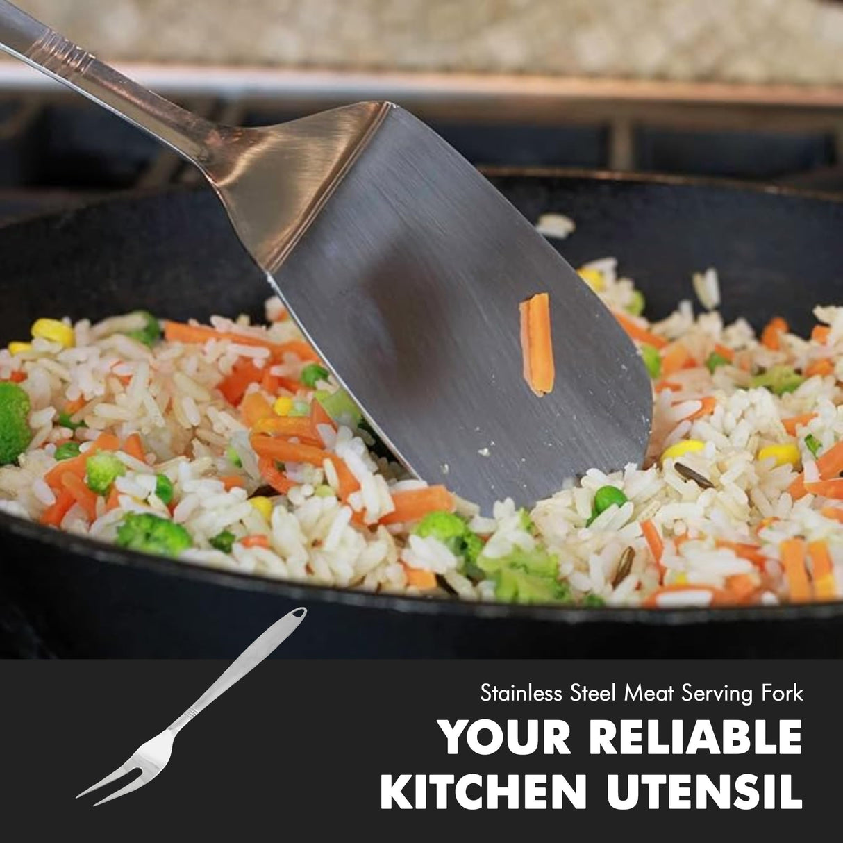 Chef Craft Select Meat Serving Fork, 12.5 inch, Stainless Steel Chef Craft